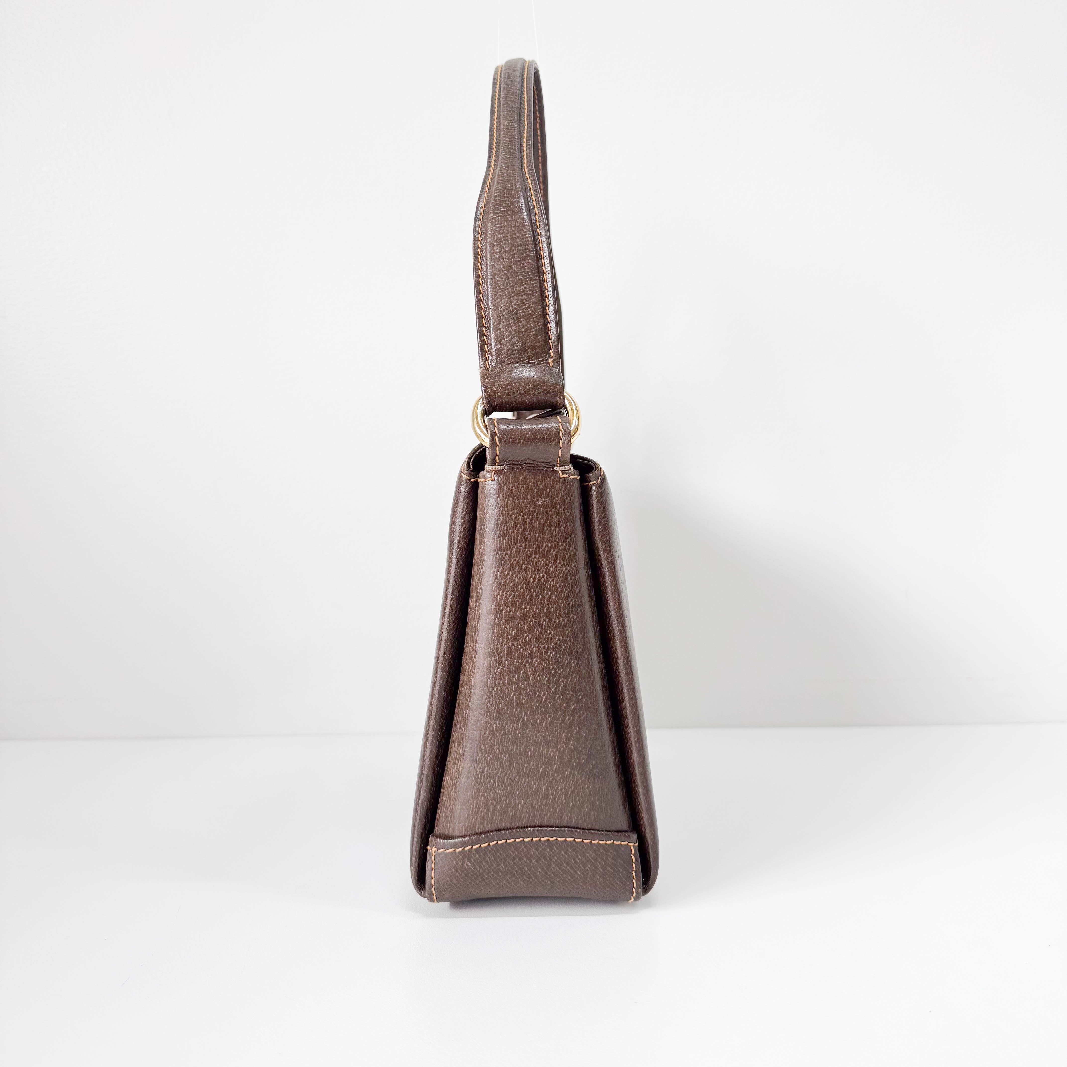 Vintage Top Turn Lock Brown Shoulder Bag