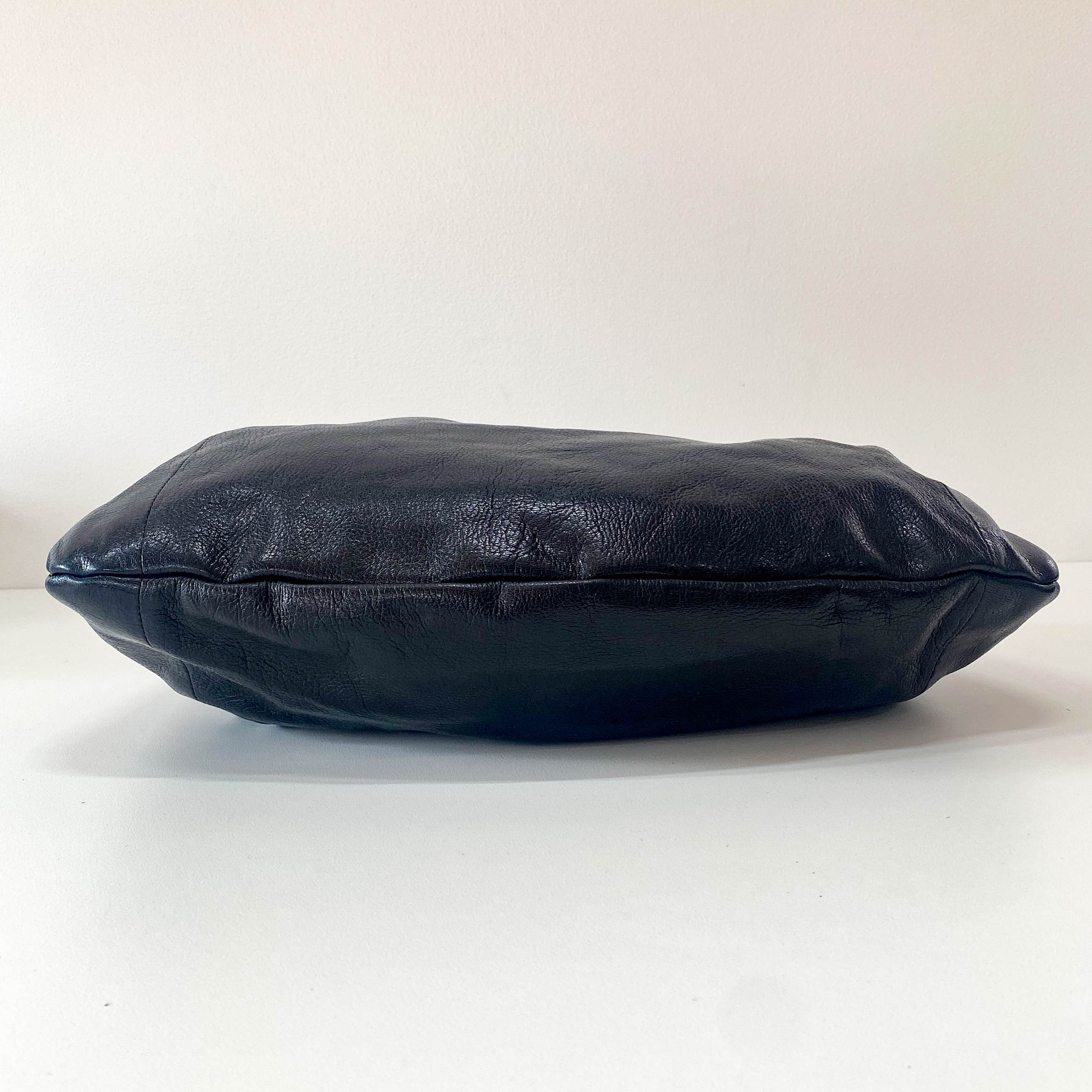 Bamboo Black Leather Hobo Studs Shoulder Bag