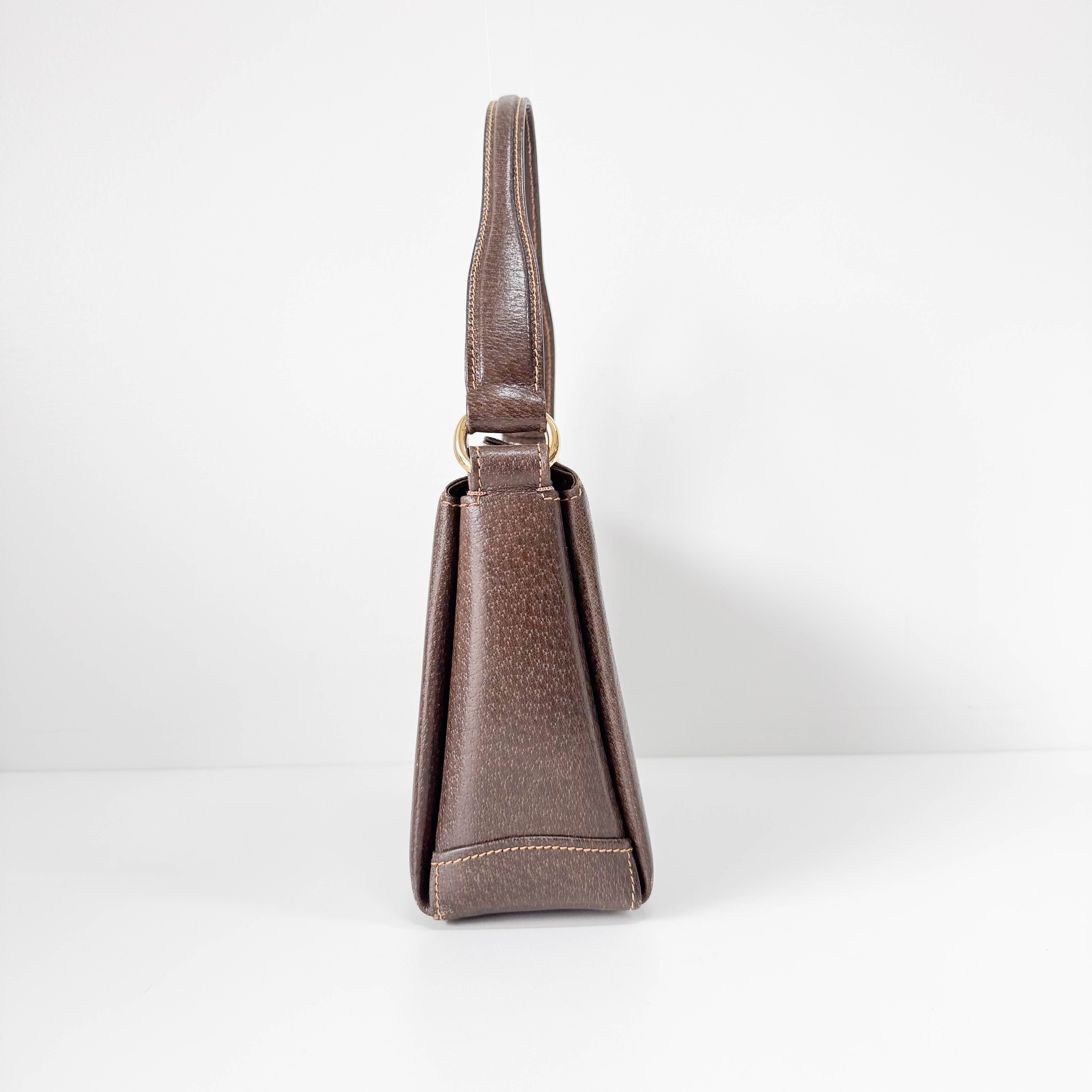 Vintage Top Turn Lock Brown Shoulder Bag