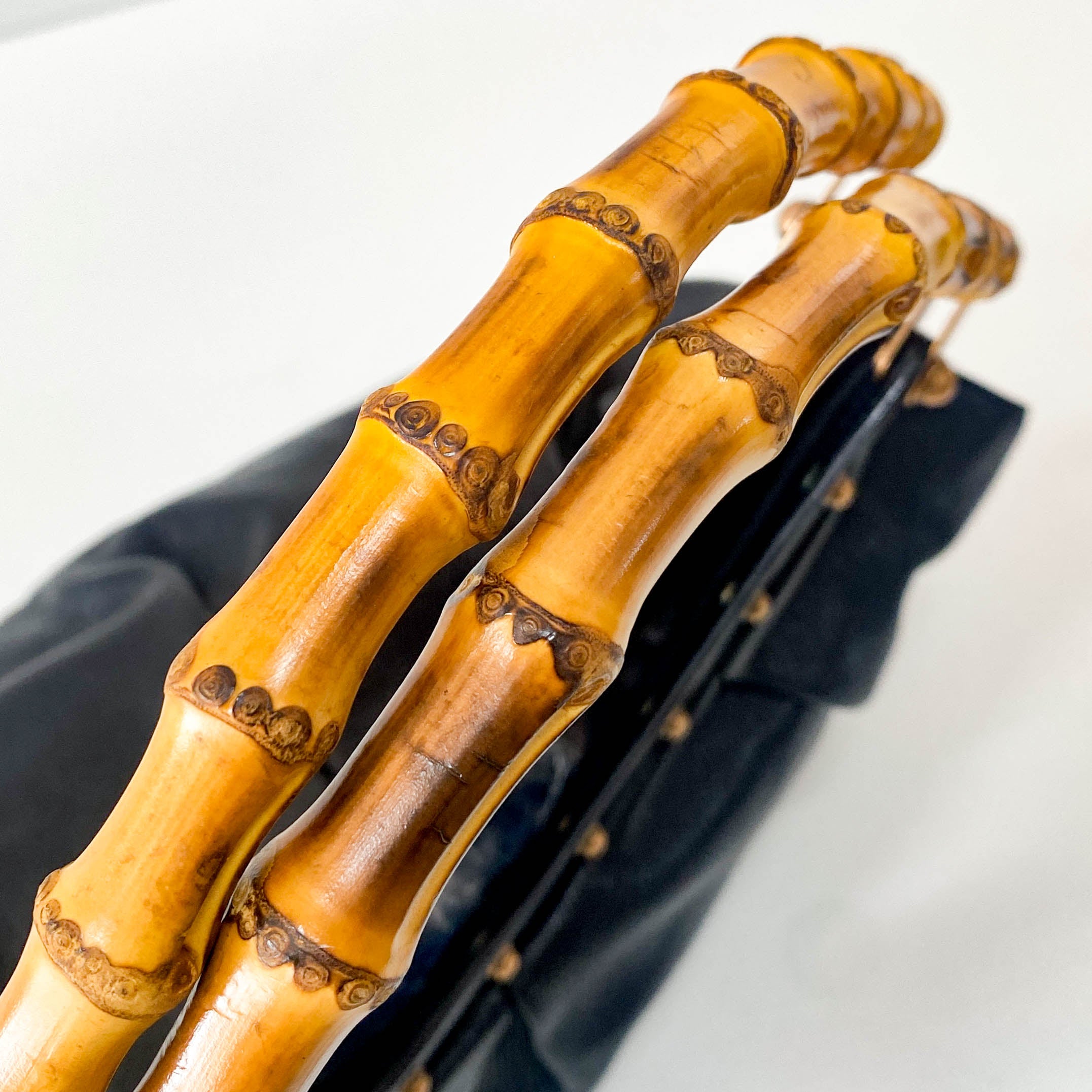 Bamboo Black Leather Hobo Studs Shoulder Bag