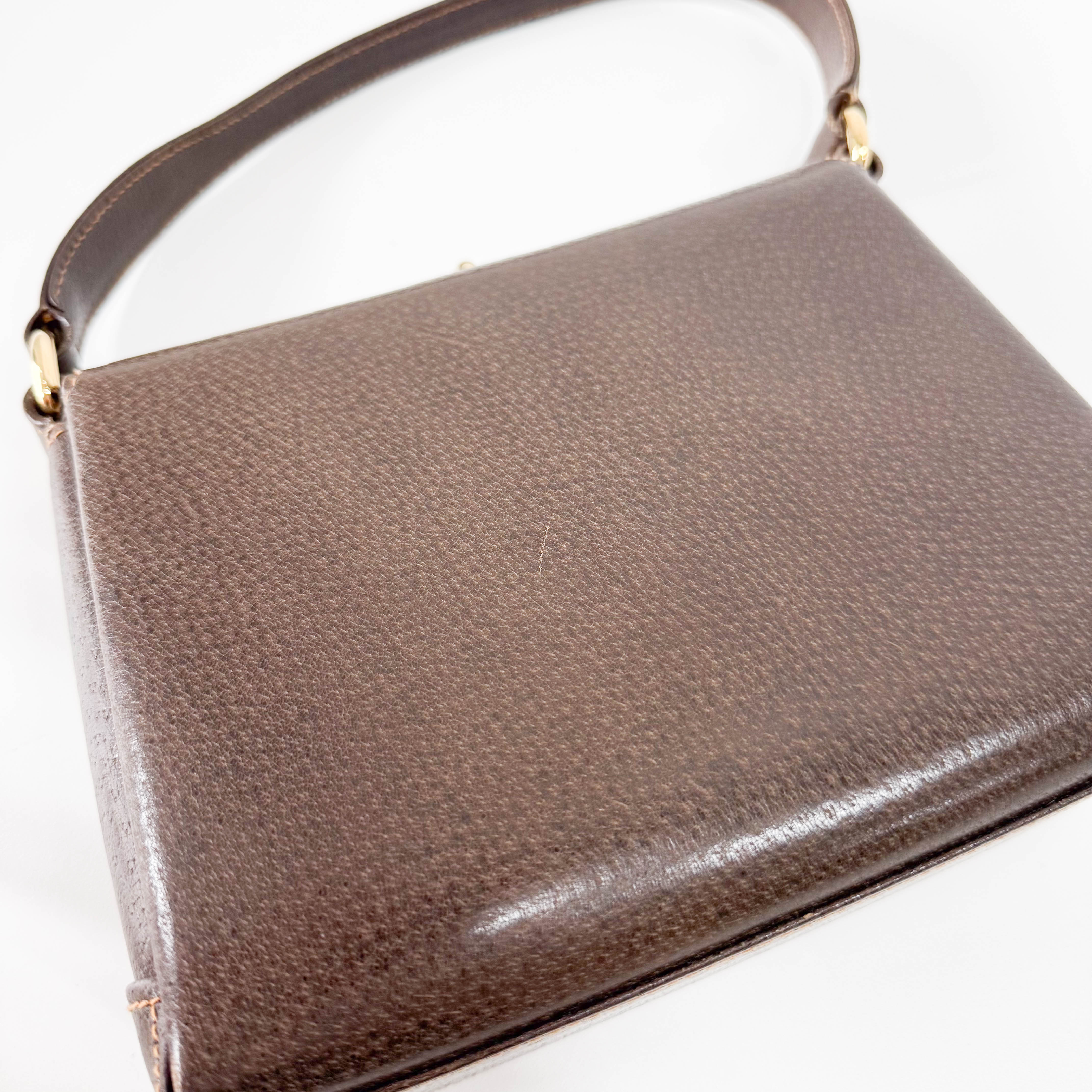 Vintage Top Turn Lock Brown Shoulder Bag