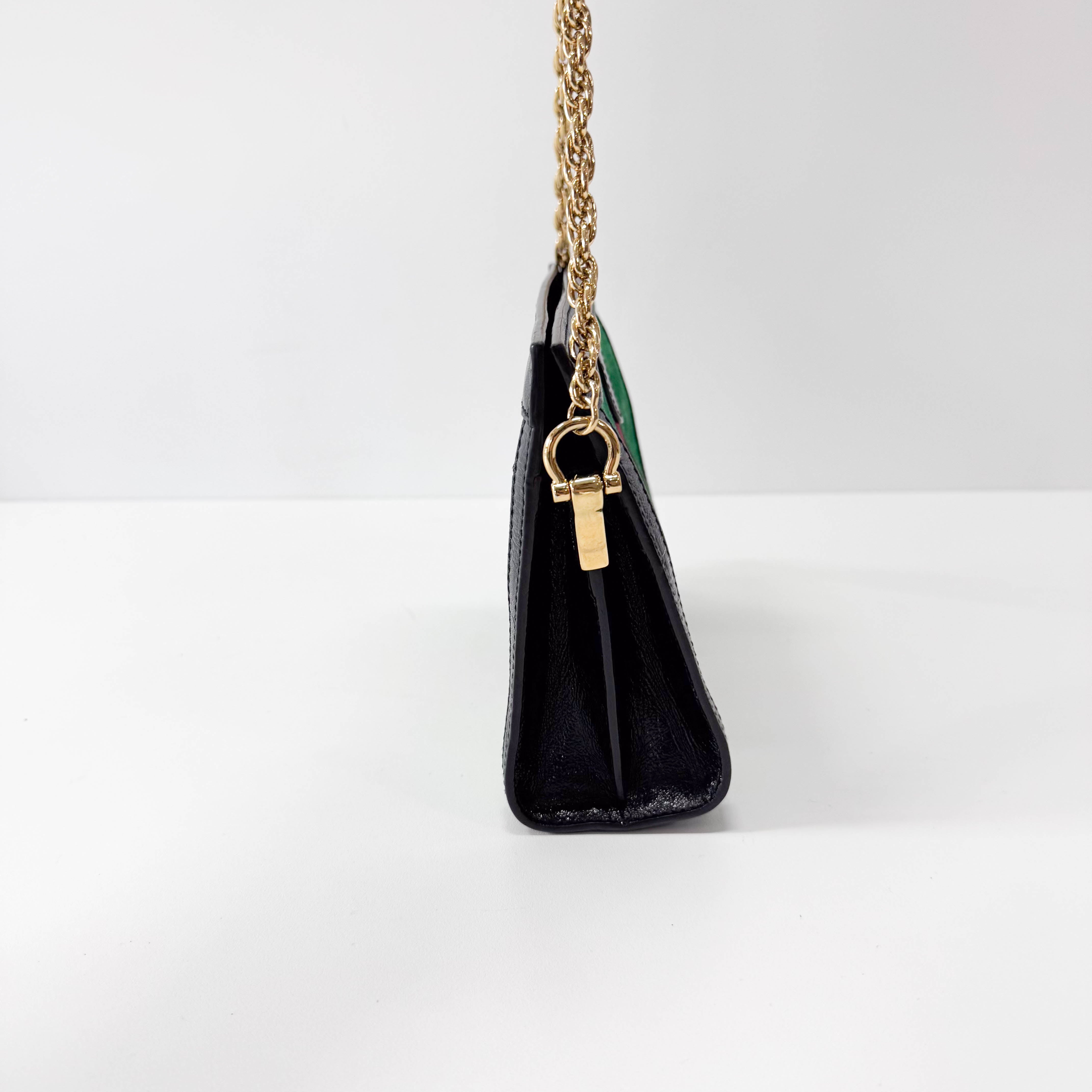 Ophidia Green Suede Gold Chain Shoulder Bag