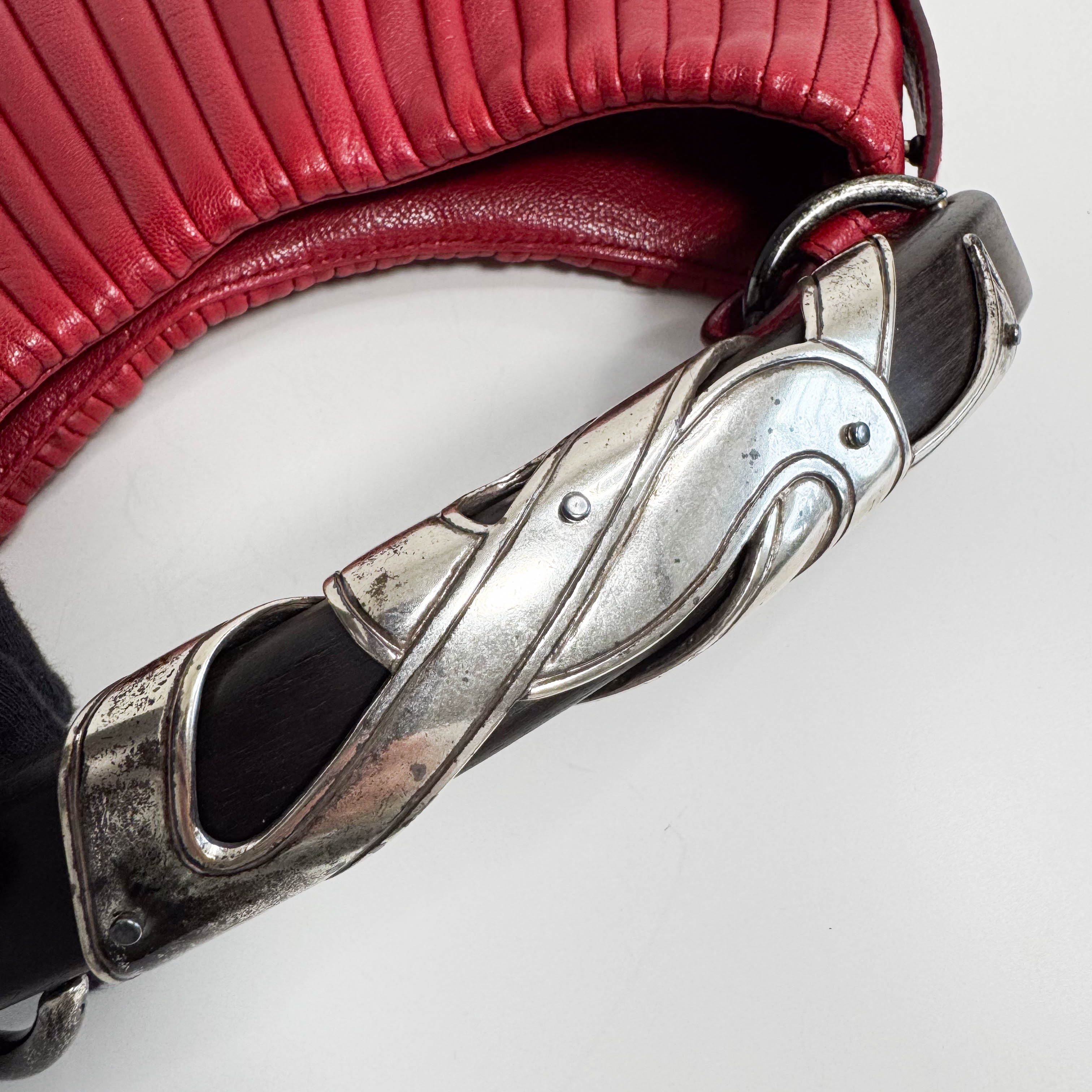 YSL Rive Gauche Lambskin Leather Hand Bag Red