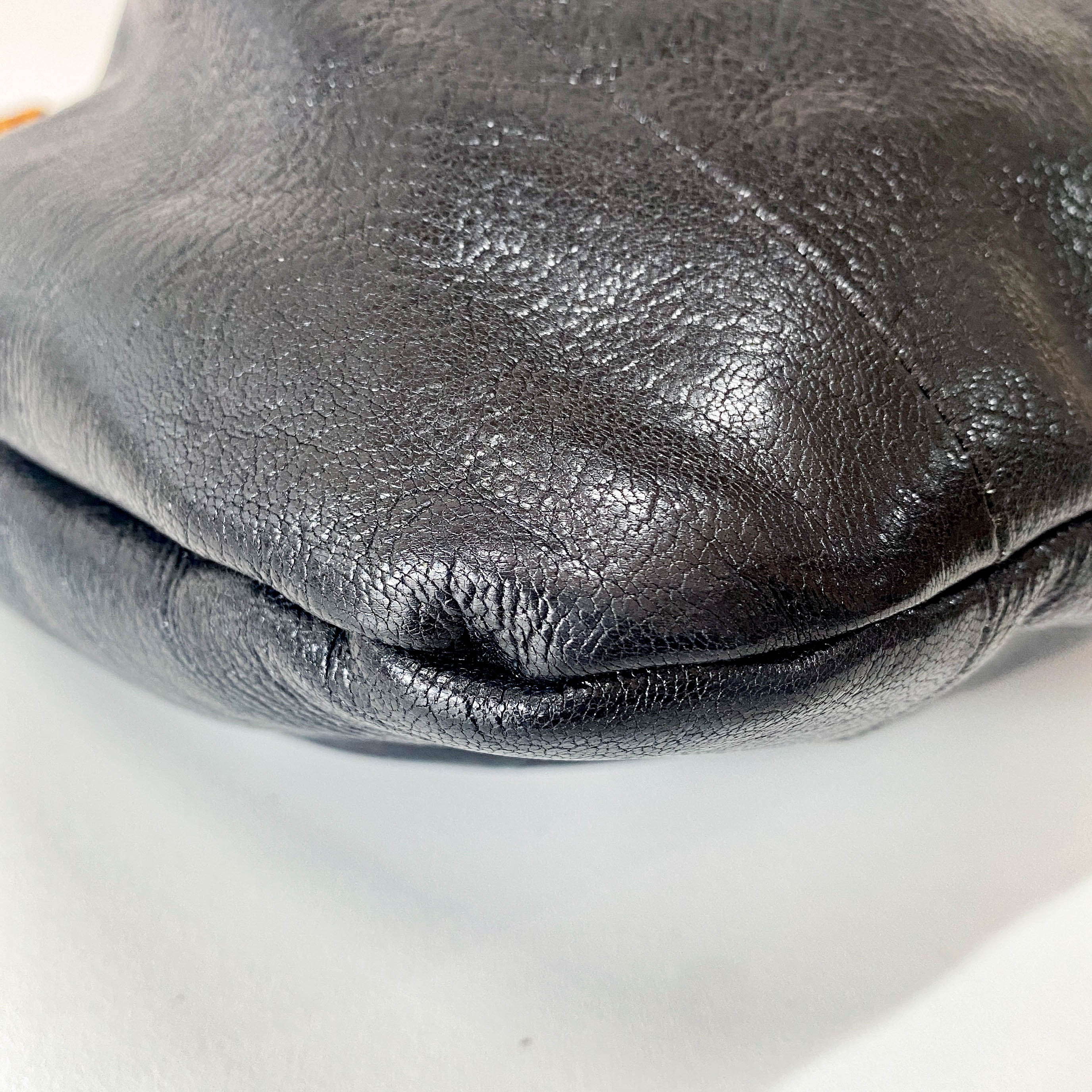 Bamboo Black Leather Hobo Studs Shoulder Bag