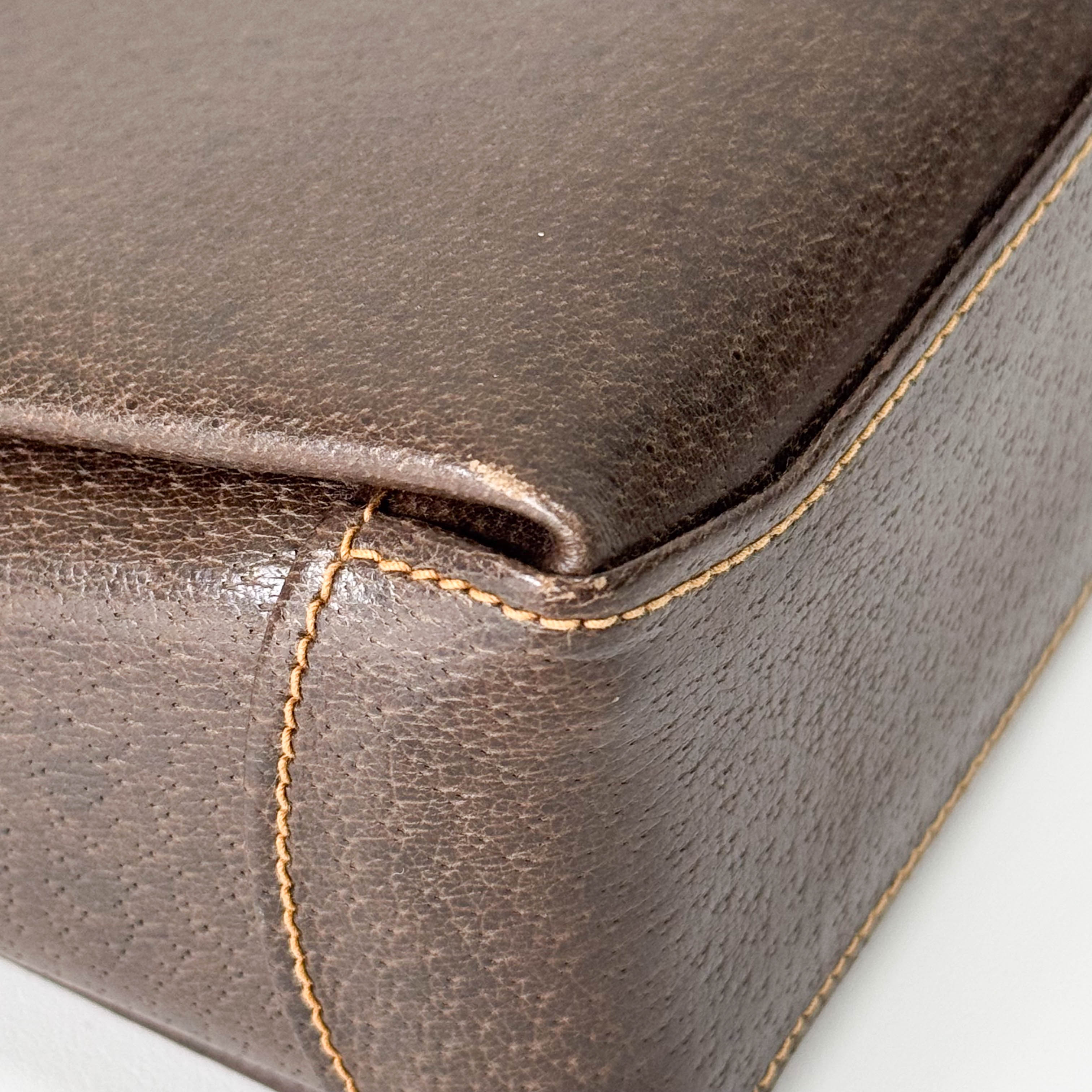 Vintage Top Turn Lock Brown Shoulder Bag