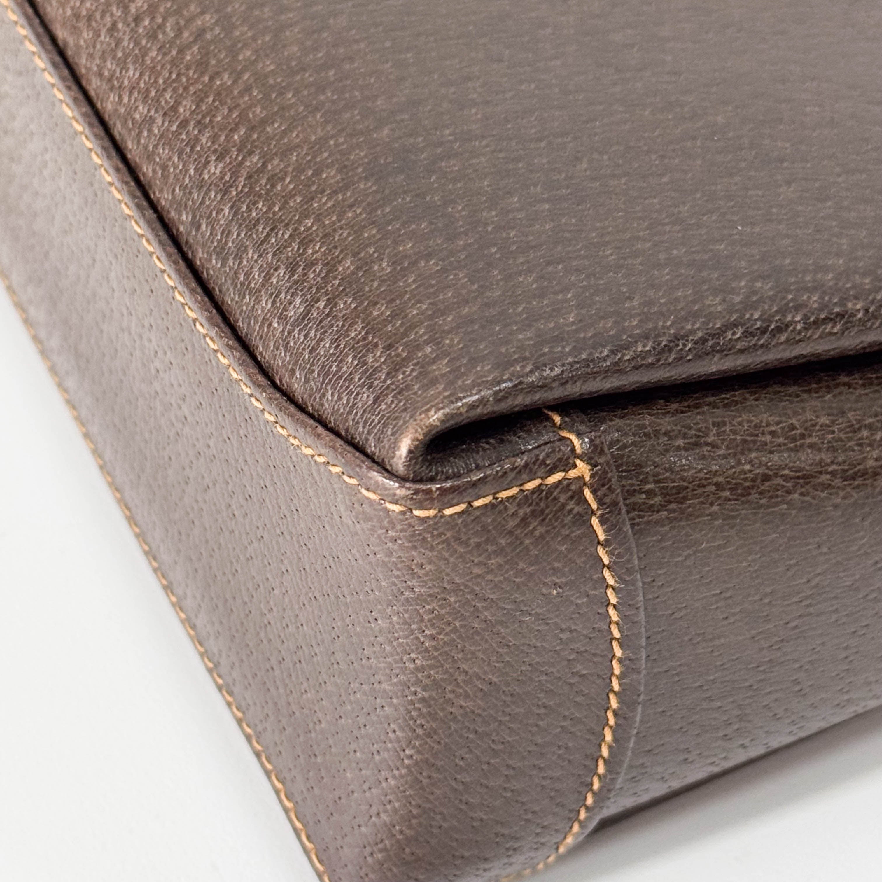 Vintage Top Turn Lock Brown Shoulder Bag