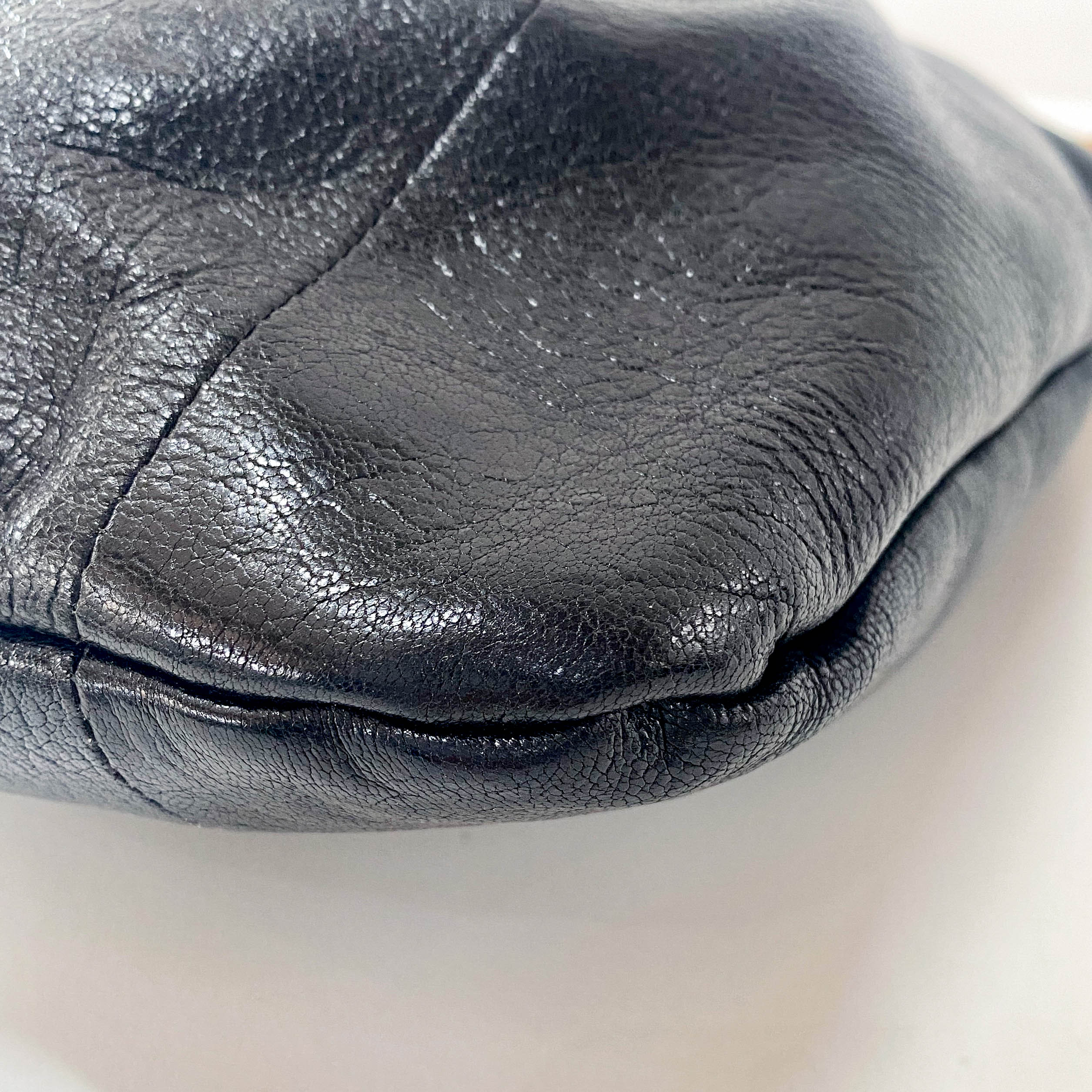 Bamboo Black Leather Hobo Studs Shoulder Bag