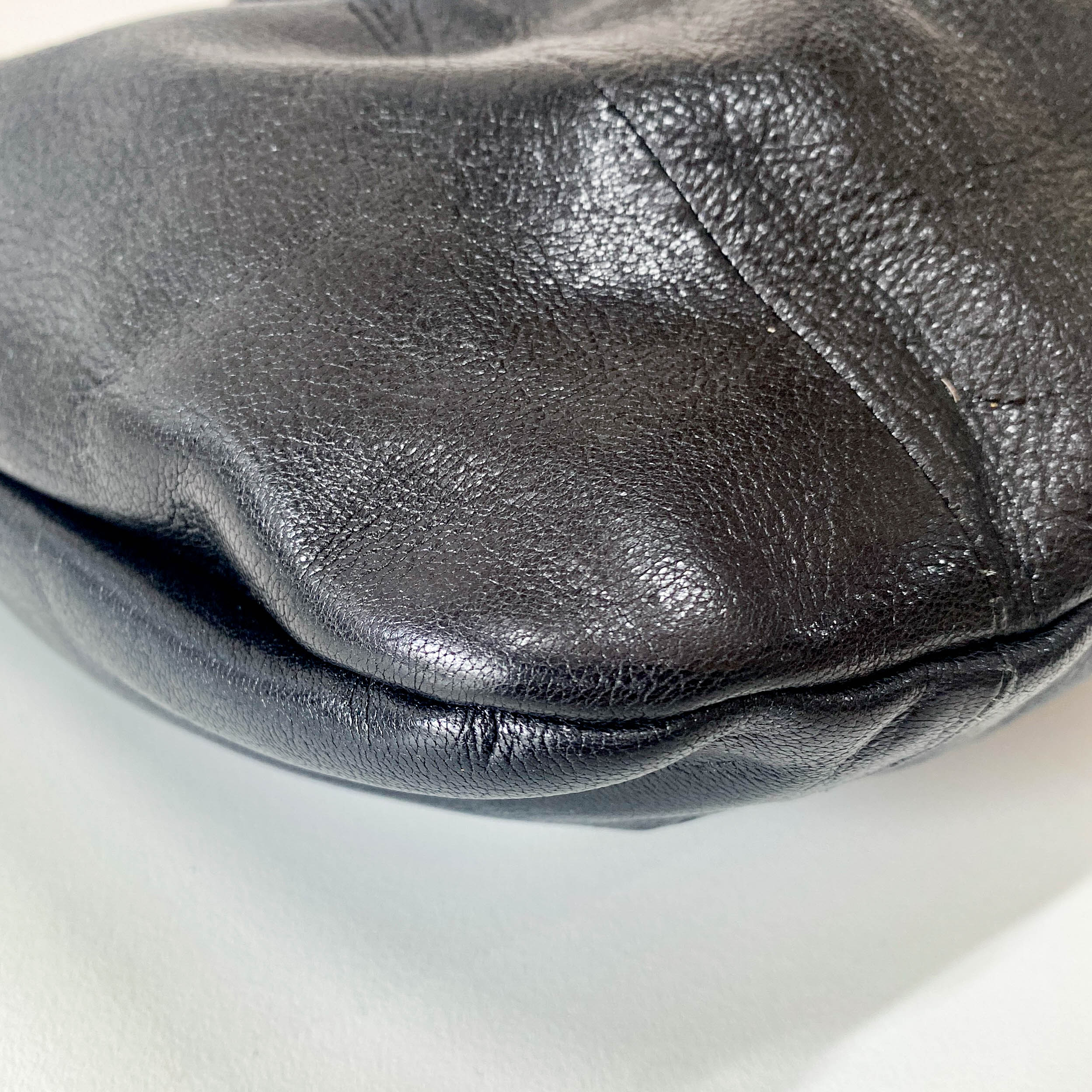 Bamboo Black Leather Hobo Studs Shoulder Bag