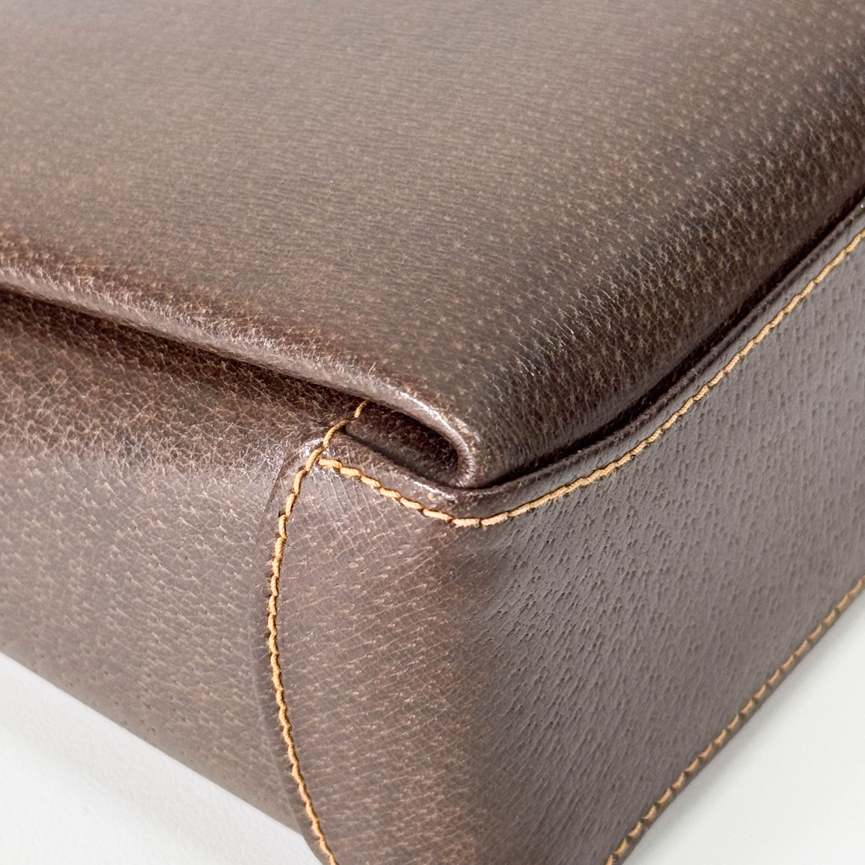 Vintage Top Turn Lock Brown Shoulder Bag