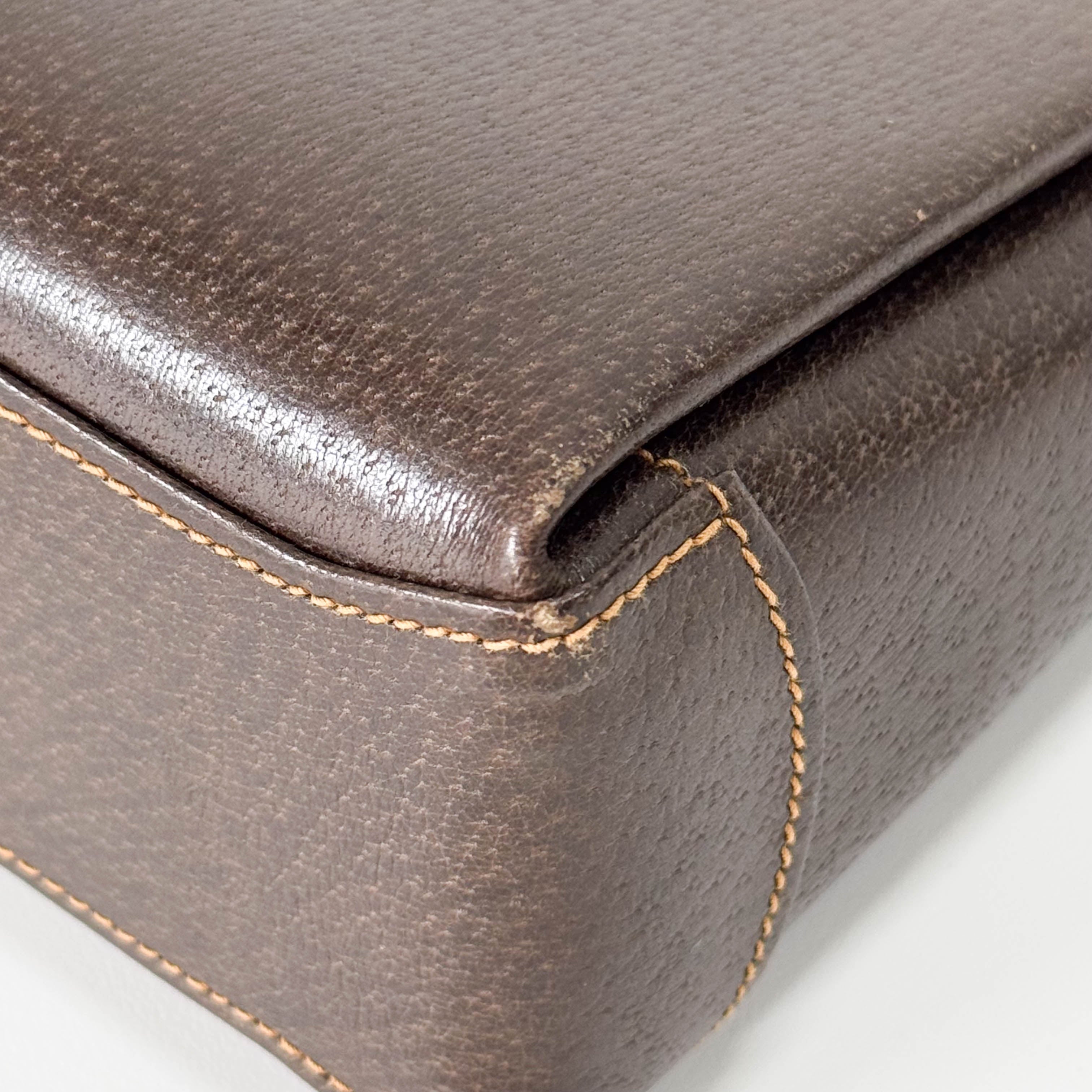 Vintage Top Turn Lock Brown Shoulder Bag