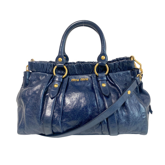 Vitello Navy Leather Shoulder Bag