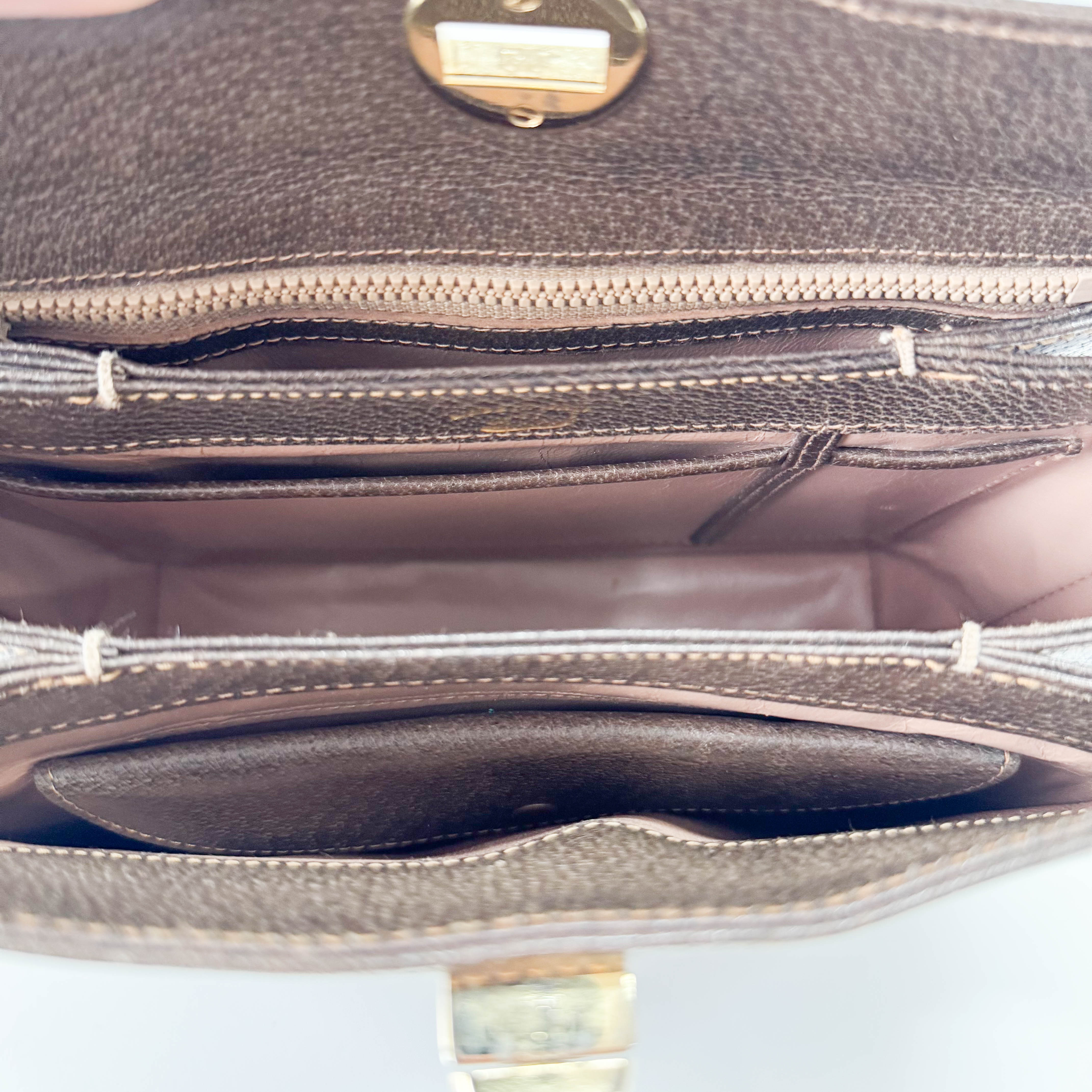 Vintage Top Turn Lock Brown Shoulder Bag