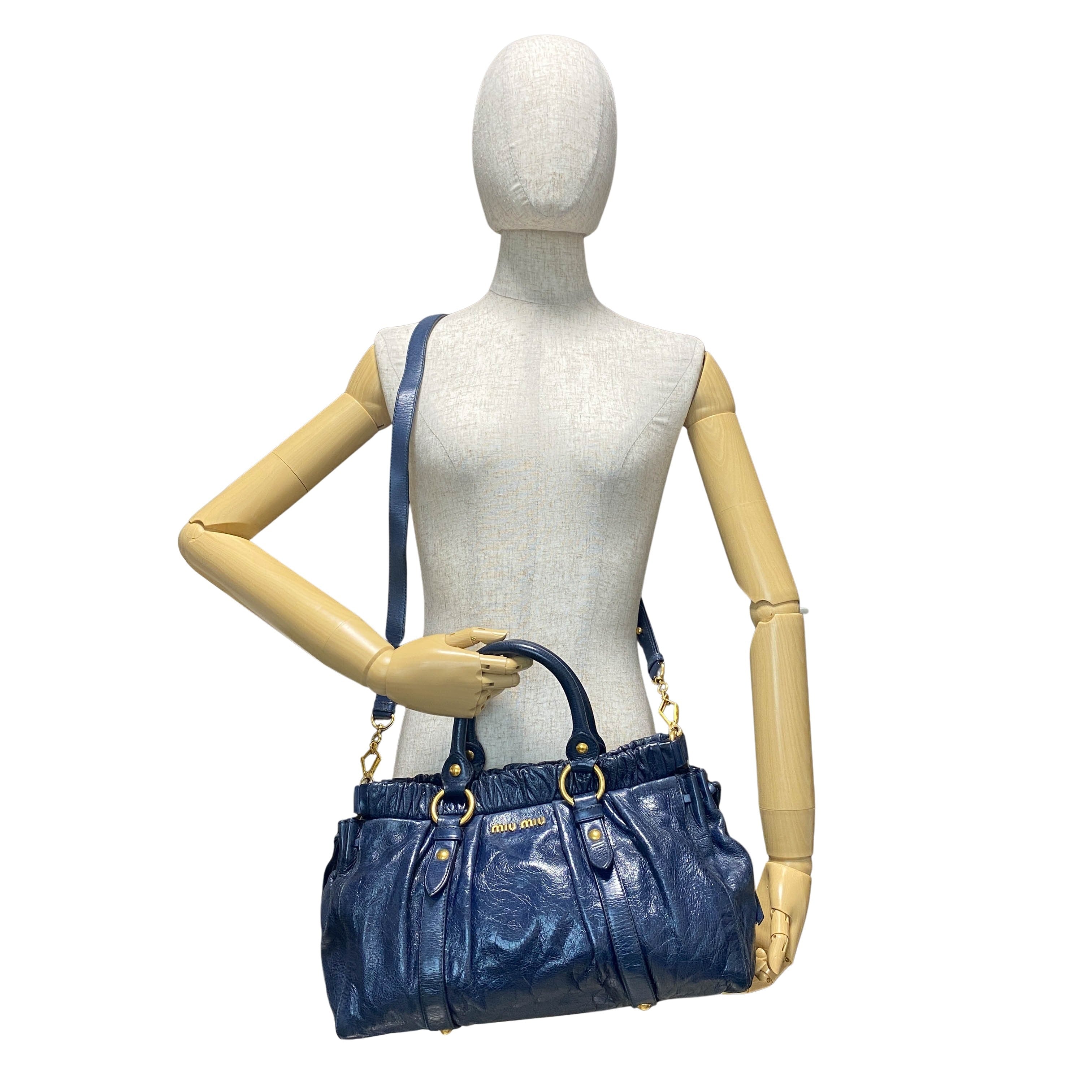 Vitello Navy Leather Shoulder Bag