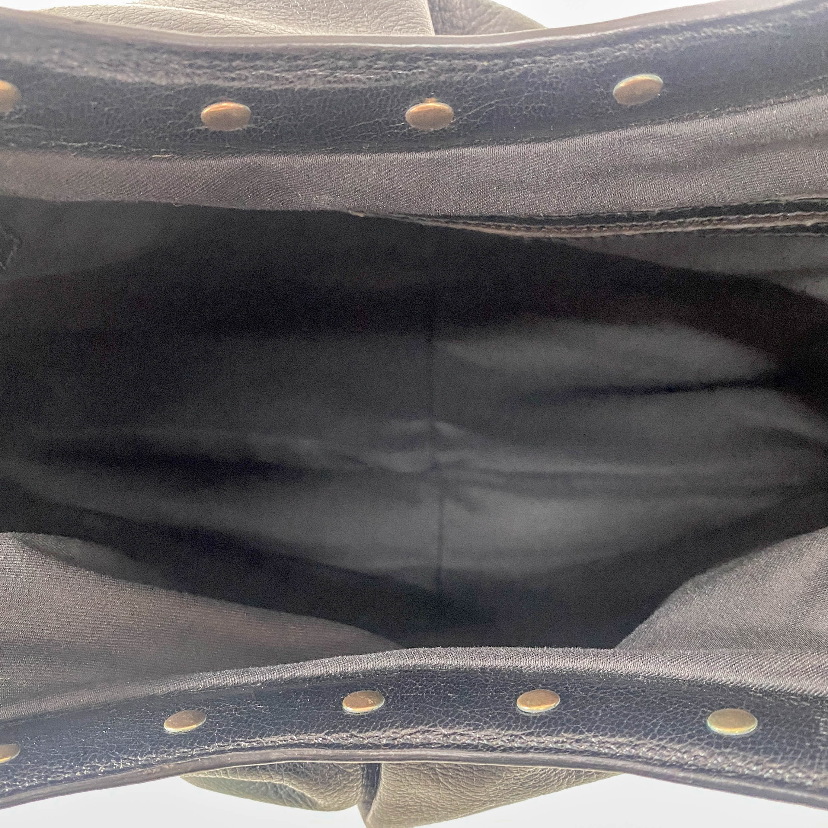 Bamboo Black Leather Hobo Studs Shoulder Bag