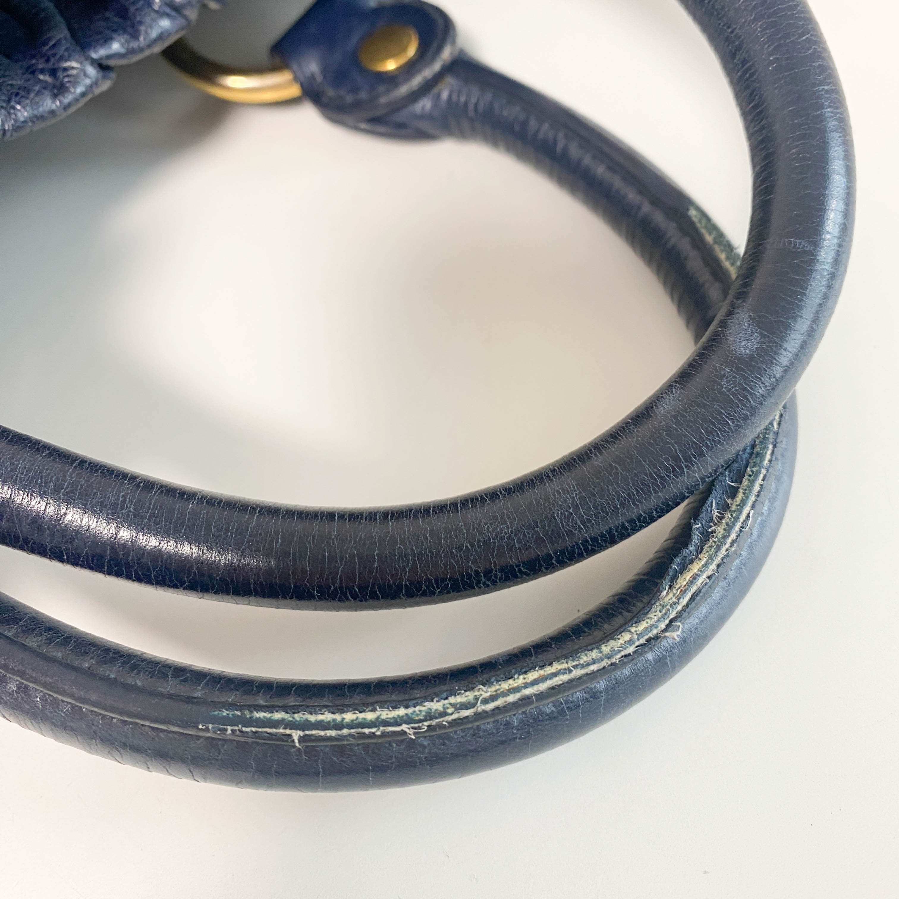 Vitello Navy Leather Shoulder Bag