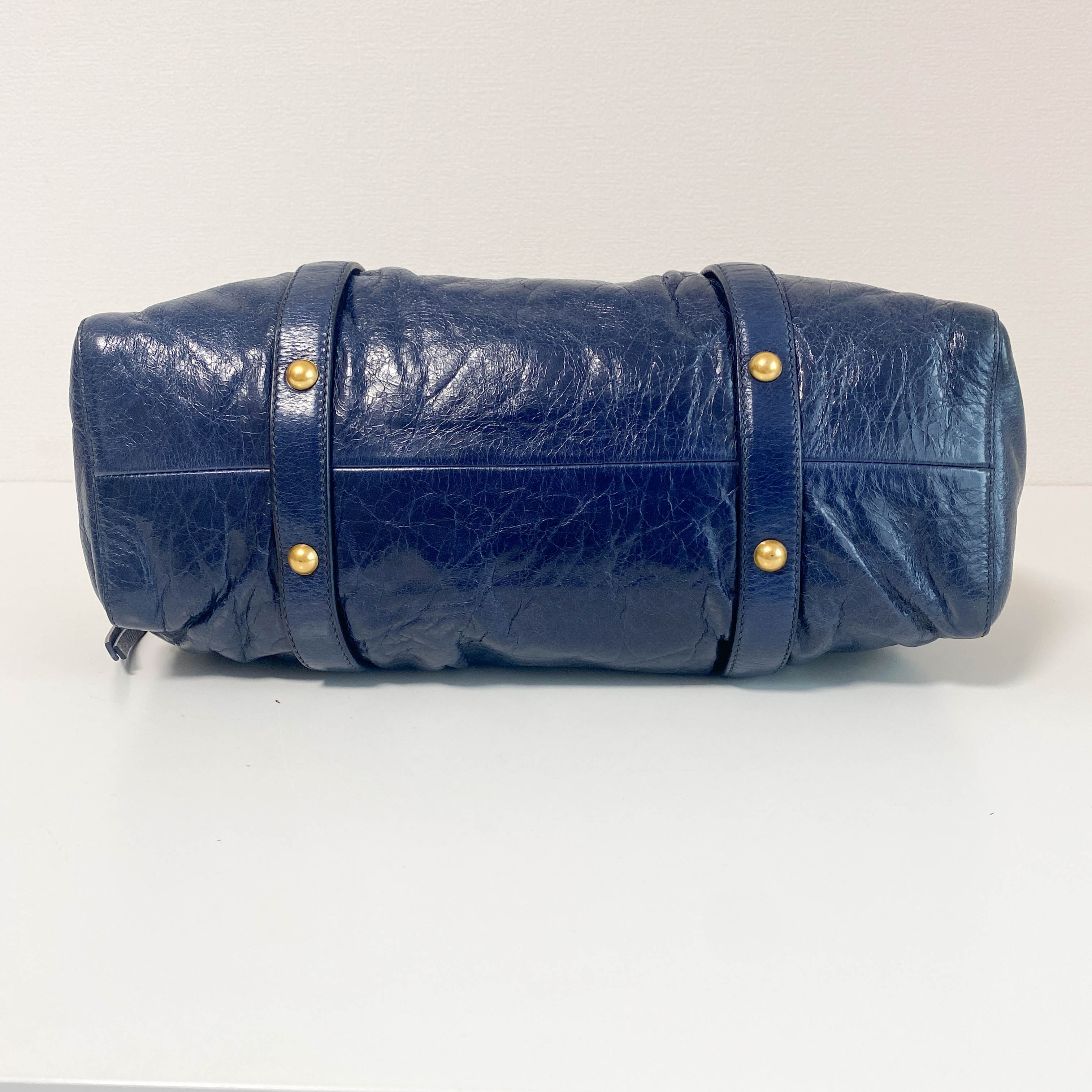 Vitello Navy Leather Shoulder Bag