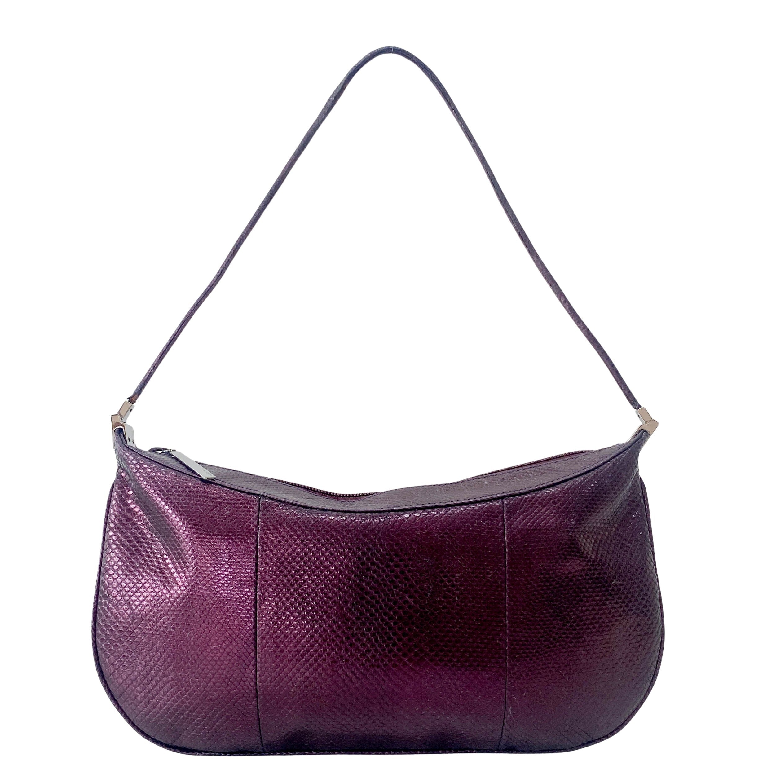 Metallic Purple Leather Shoulder Bag