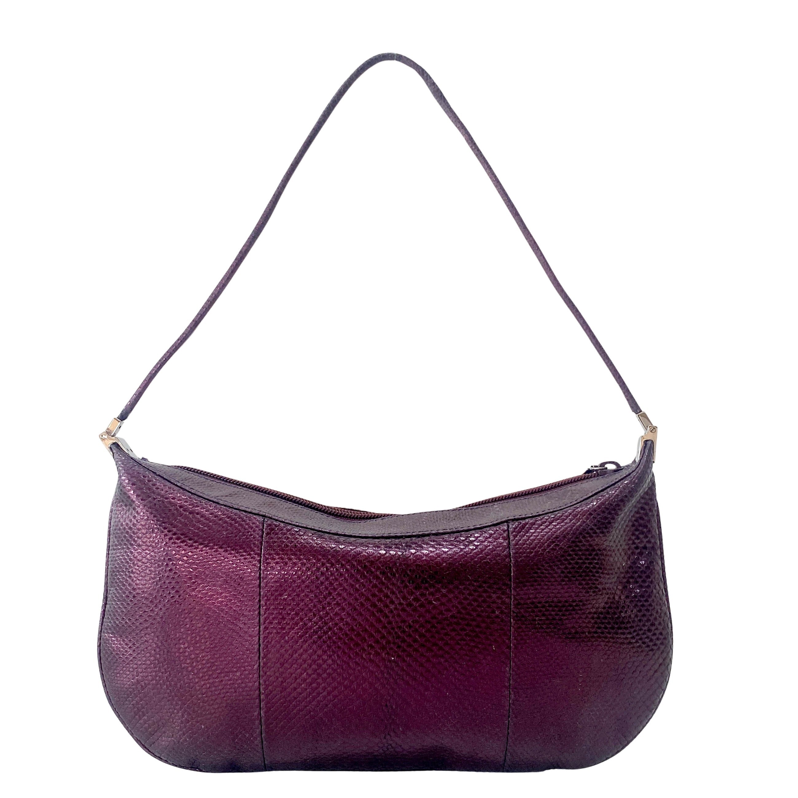 Metallic Purple Leather Shoulder Bag