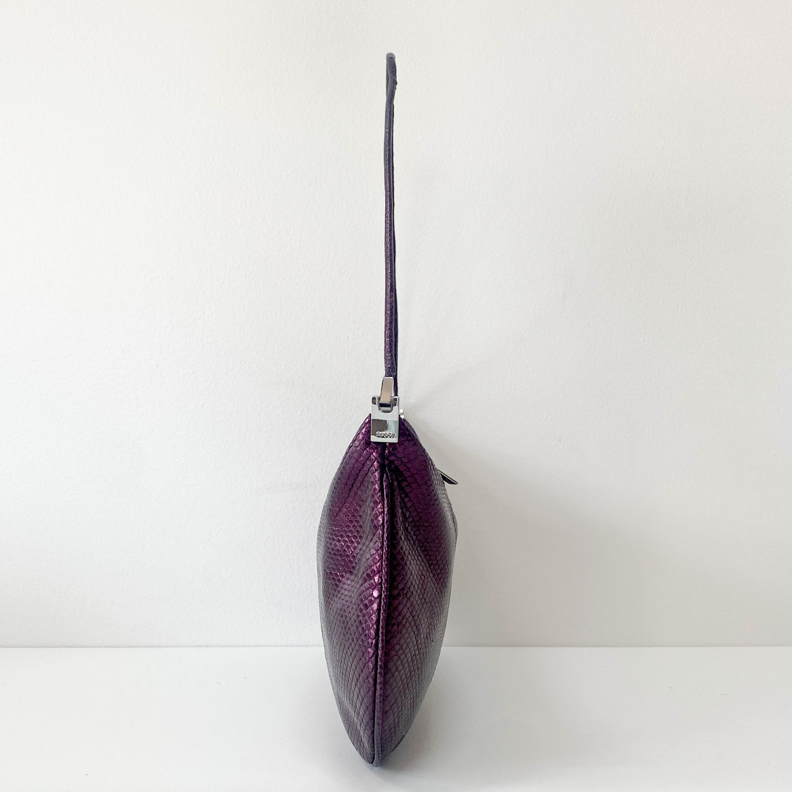 Metallic Purple Leather Shoulder Bag