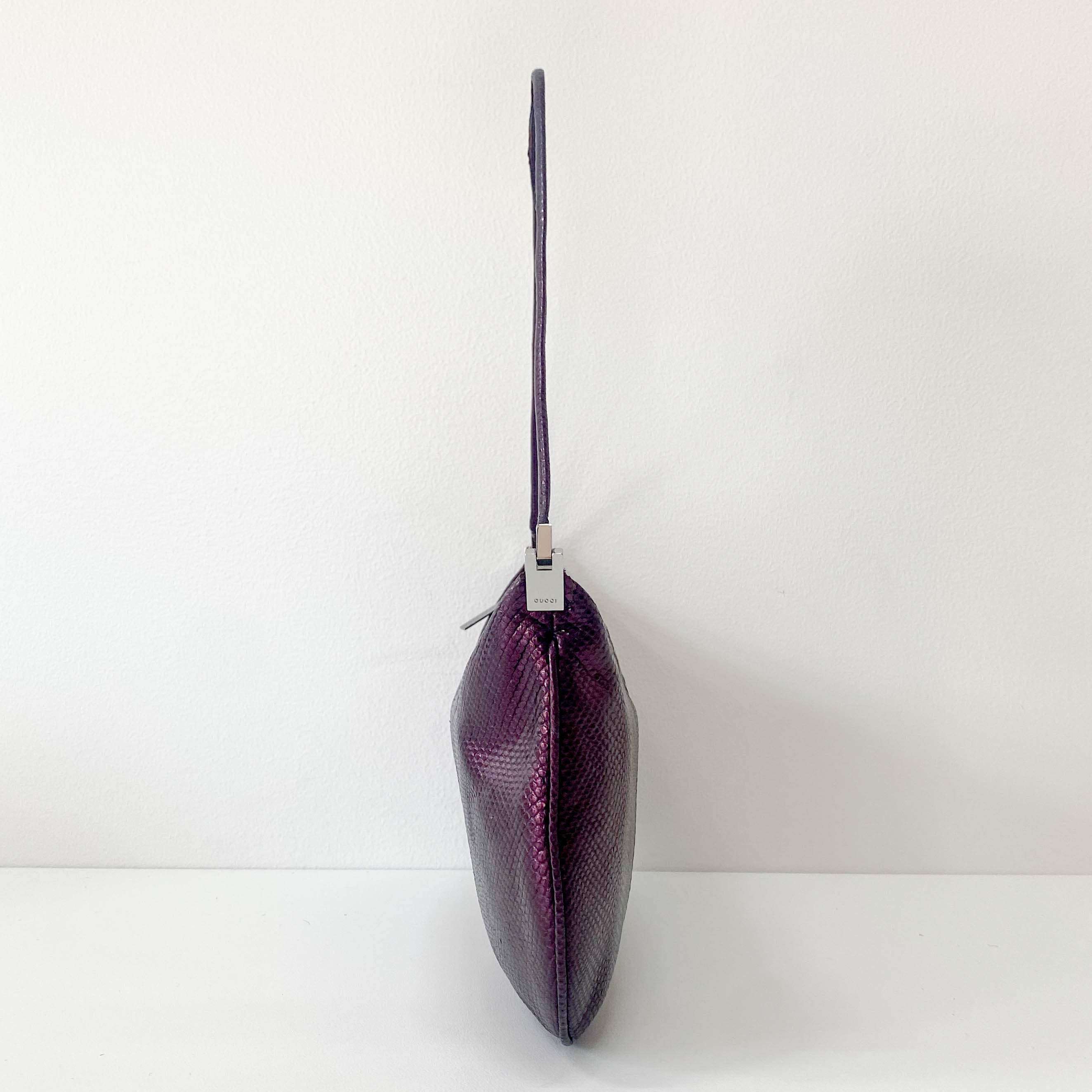 Metallic Purple Leather Shoulder Bag