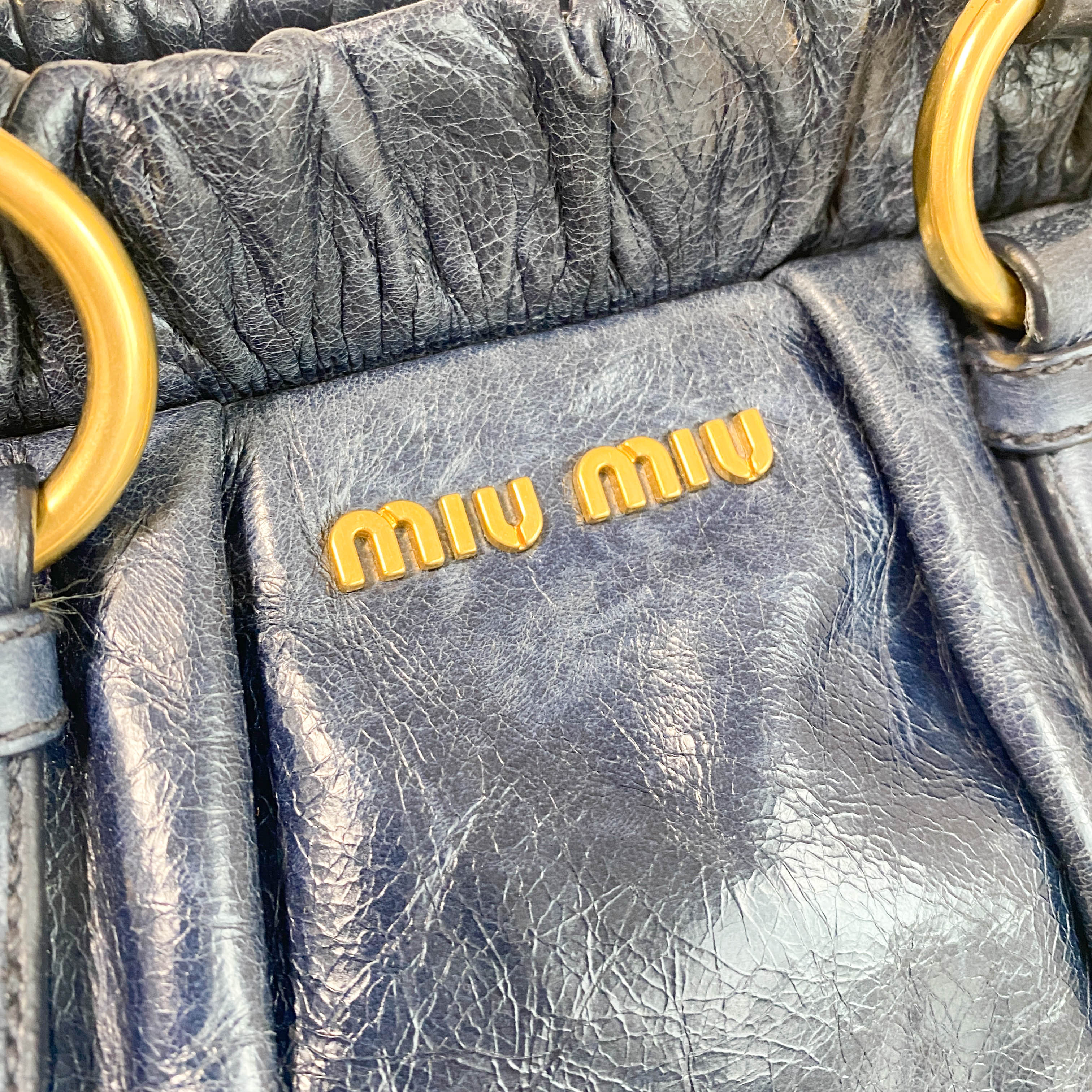 Vitello Navy Leather Shoulder Bag