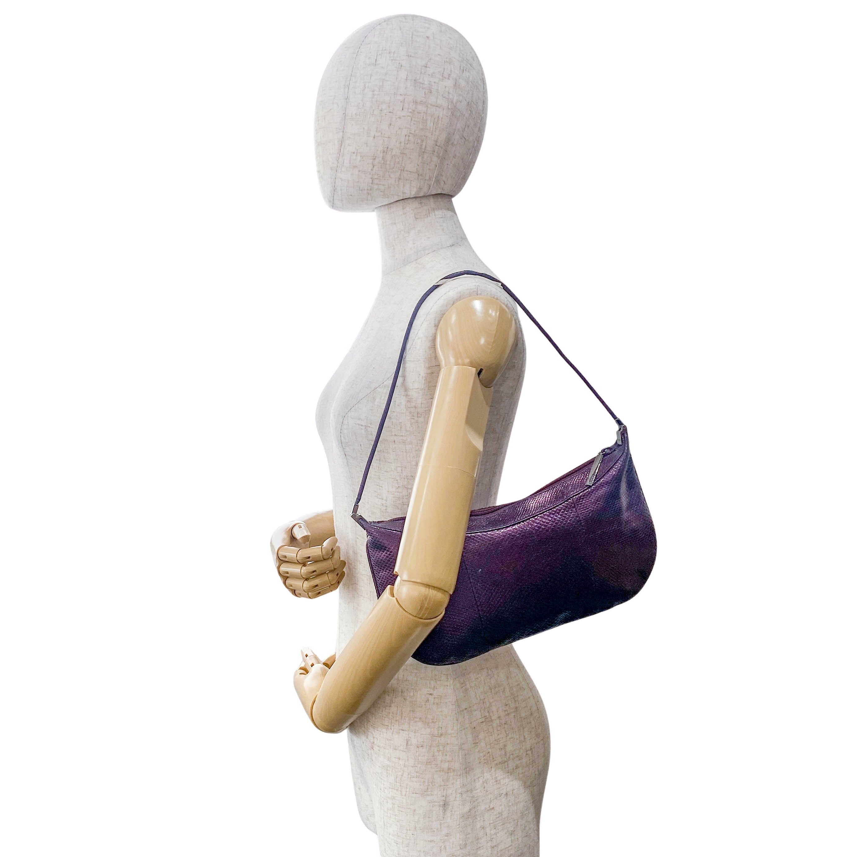 Metallic Purple Leather Shoulder Bag