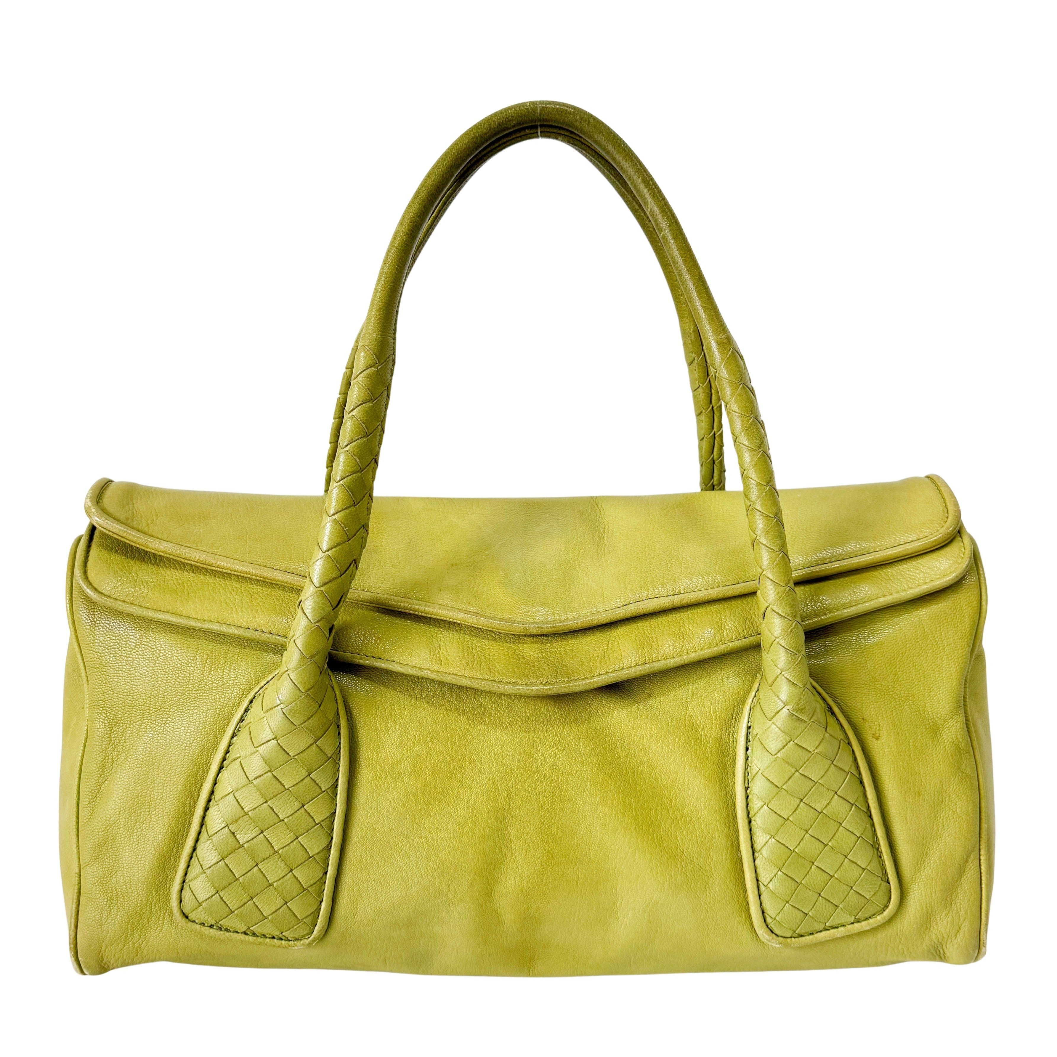 Intrecciato Calf Leather Handle Bag