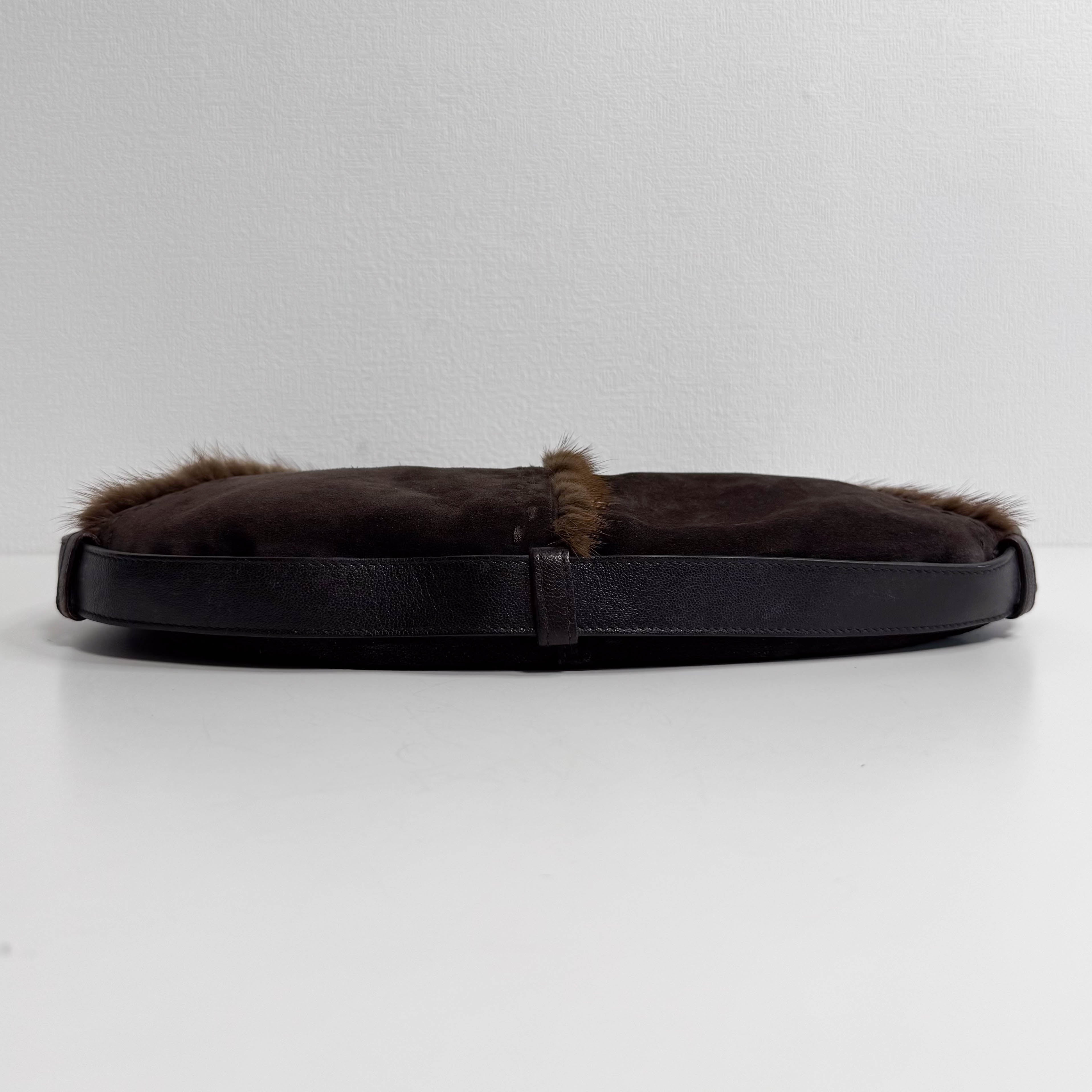 YSL Mombasa Suede and Mink Handle Bag Brown