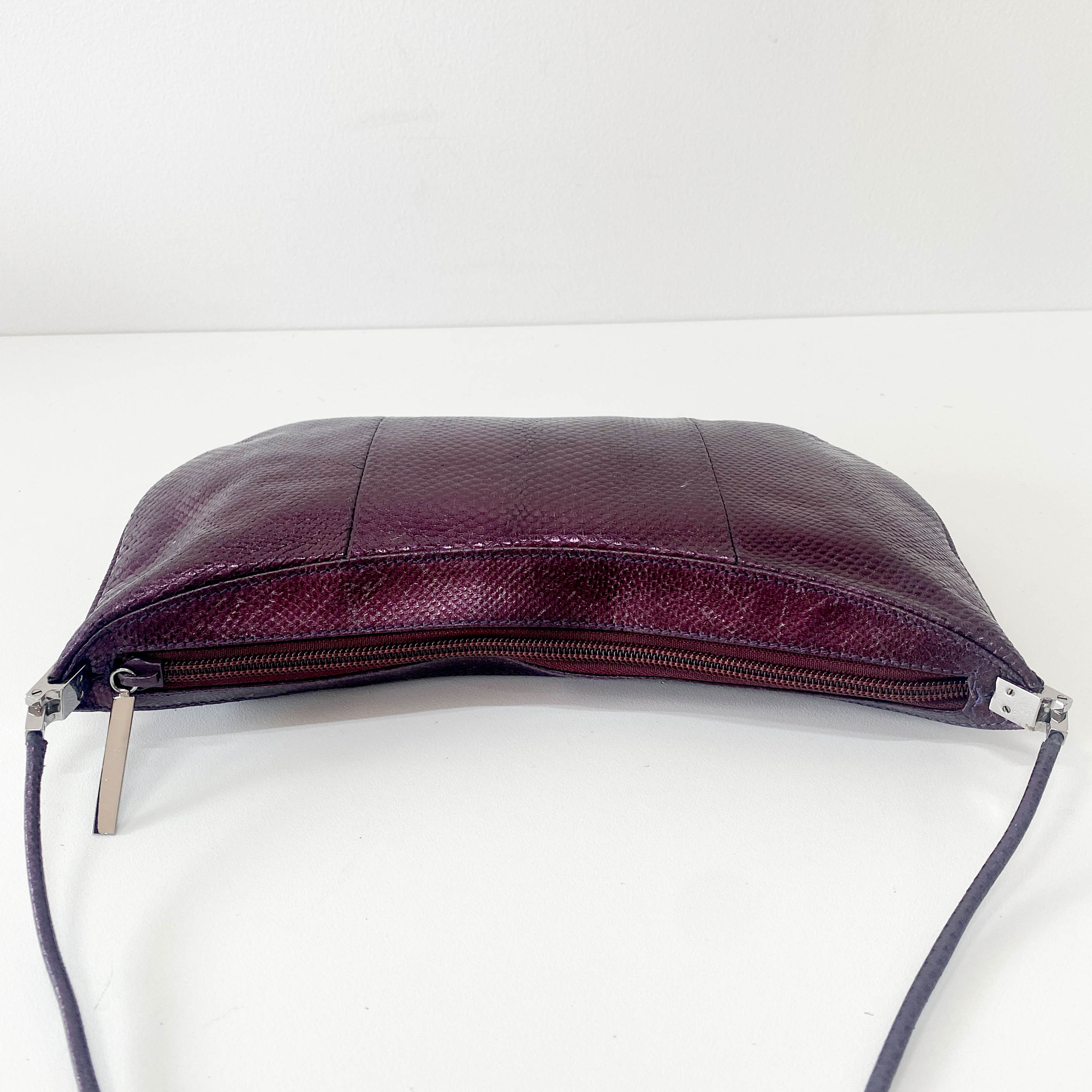 Metallic Purple Leather Shoulder Bag