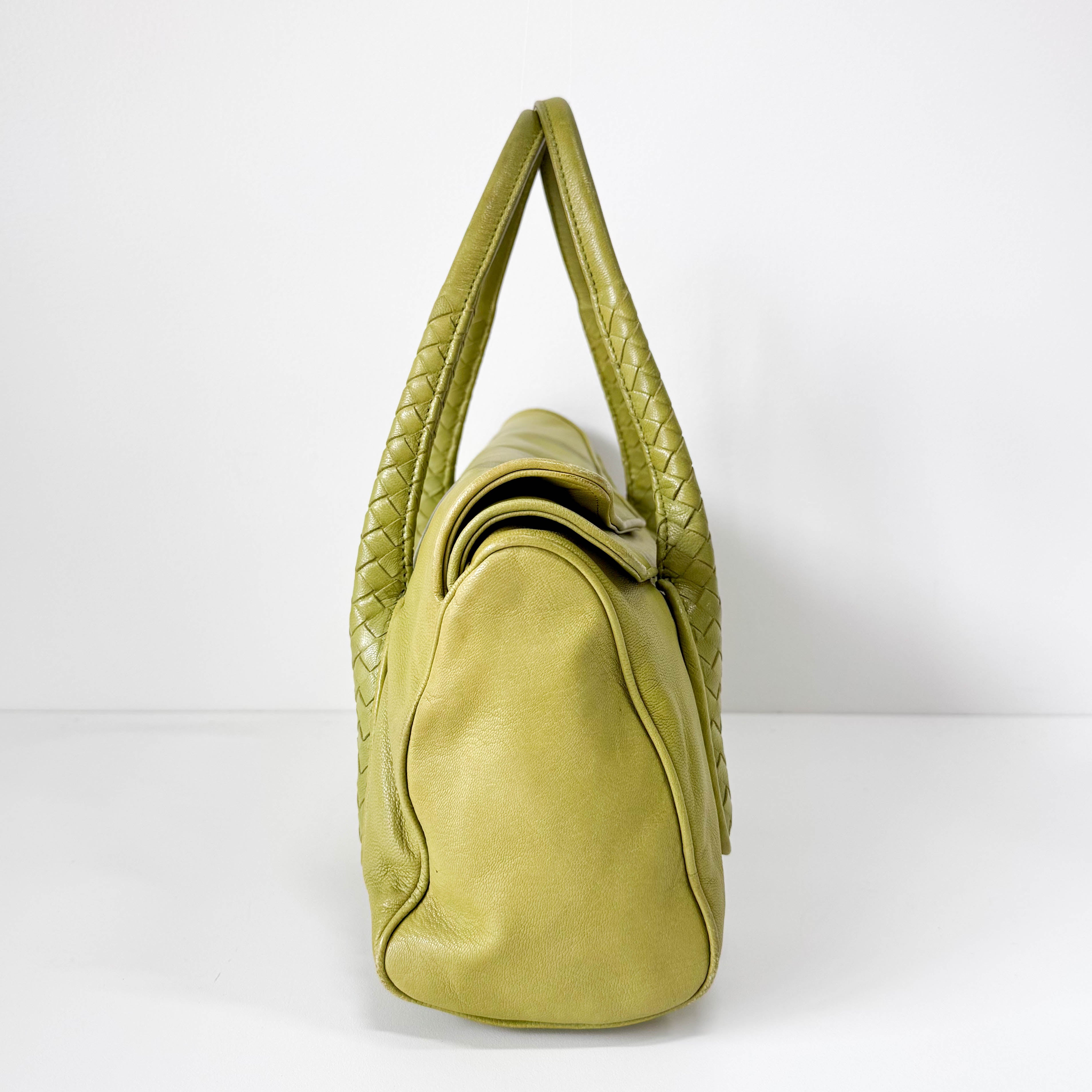 Intrecciato Calf Leather Handle Bag