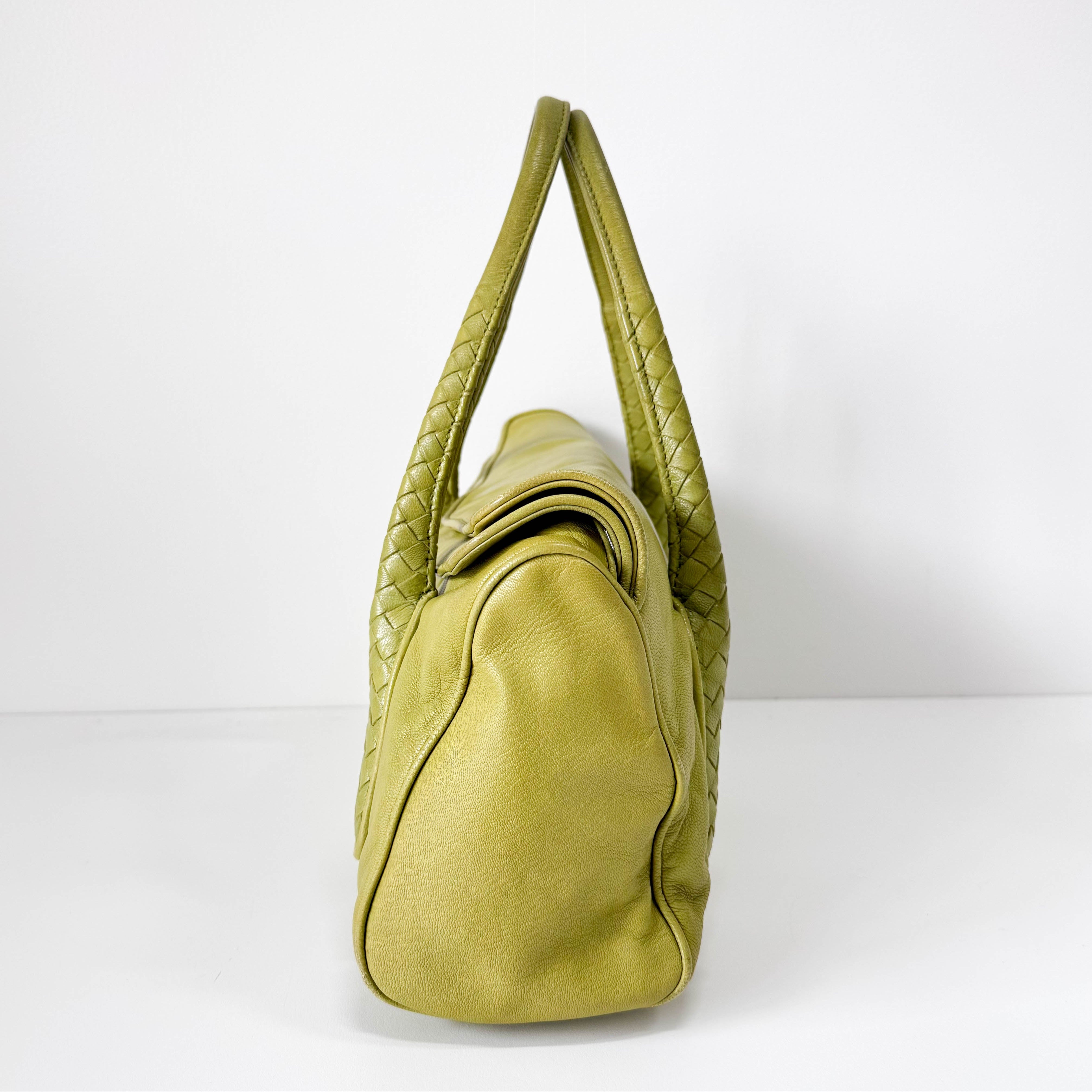 Intrecciato Calf Leather Handle Bag