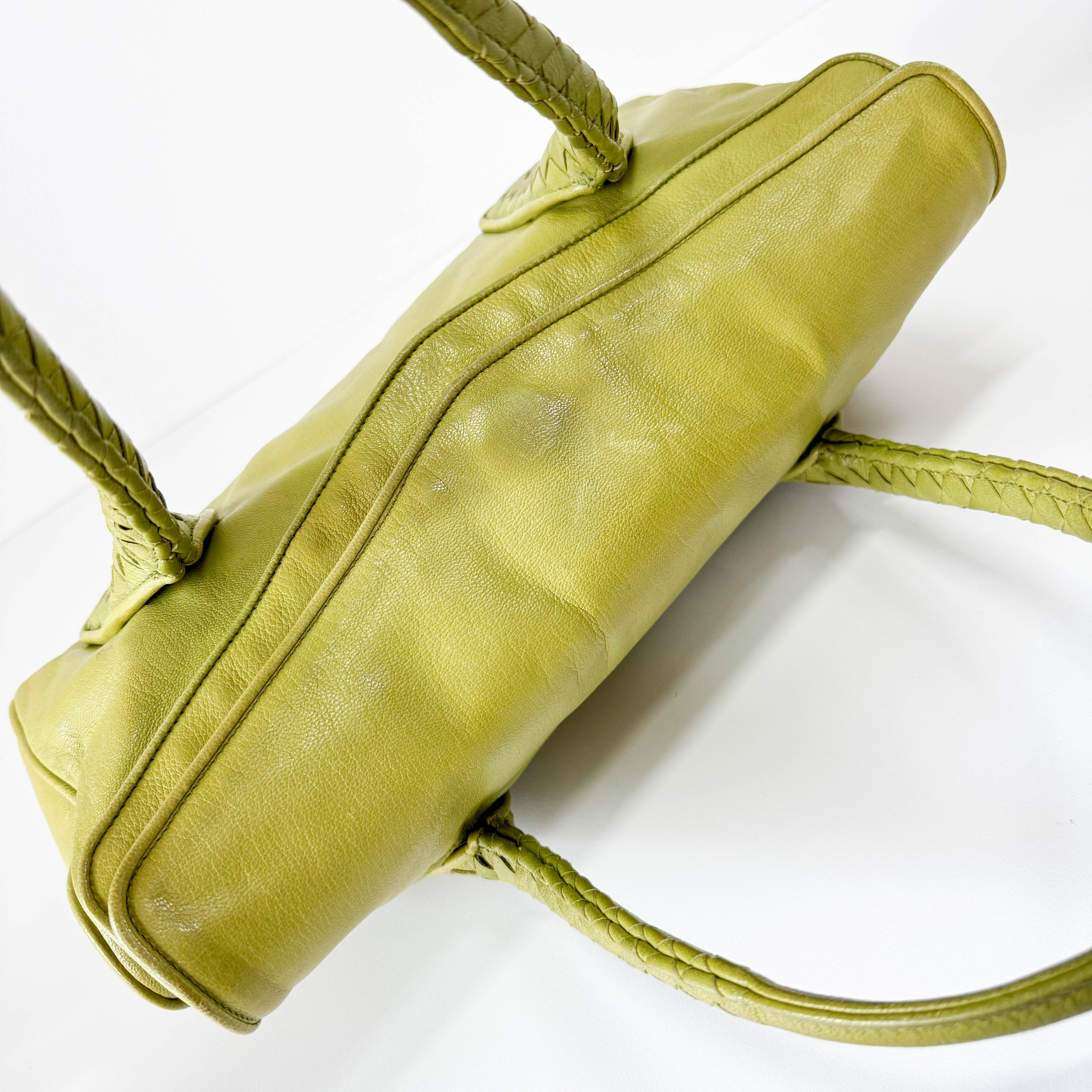 Intrecciato Calf Leather Handle Bag