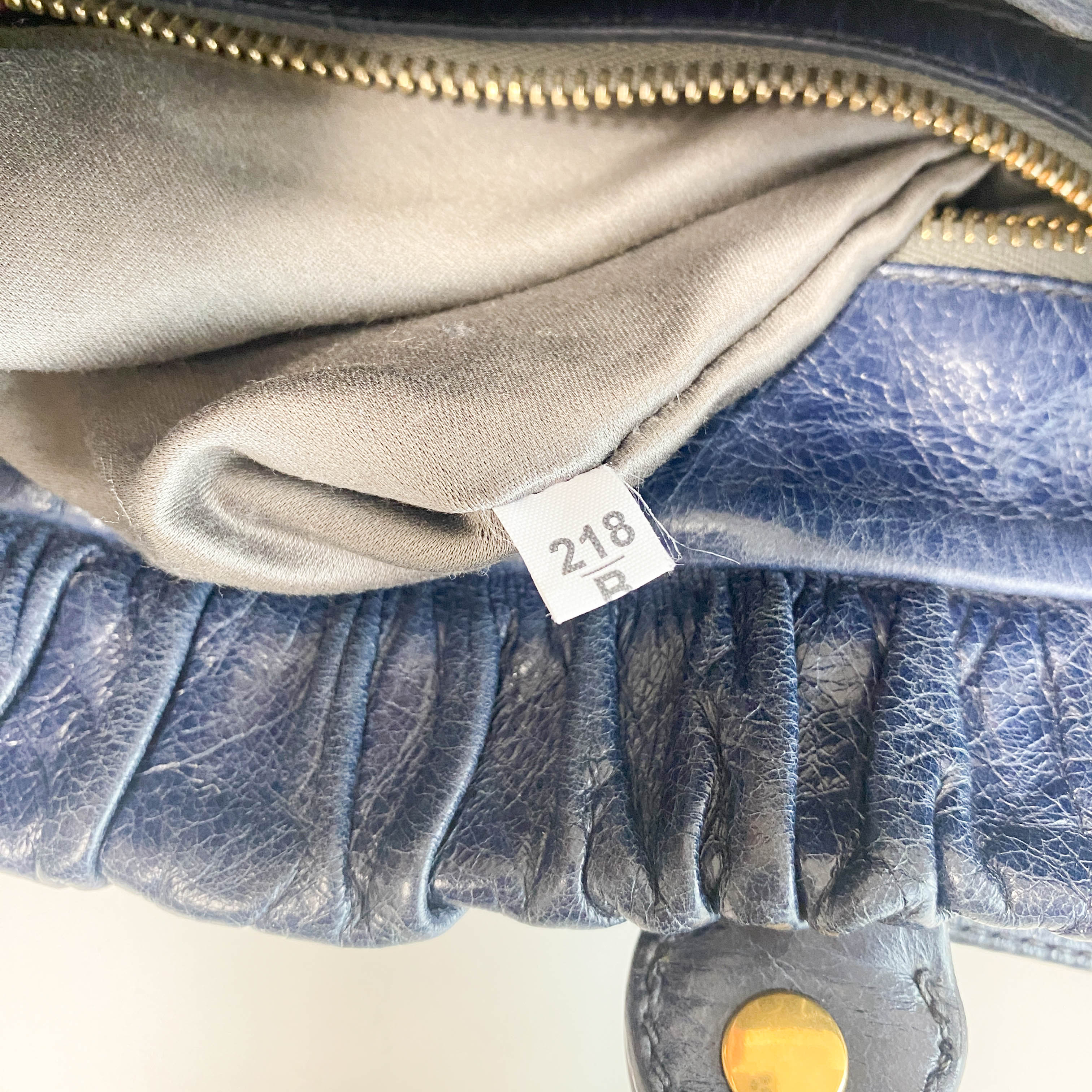 Vitello Navy Leather Shoulder Bag