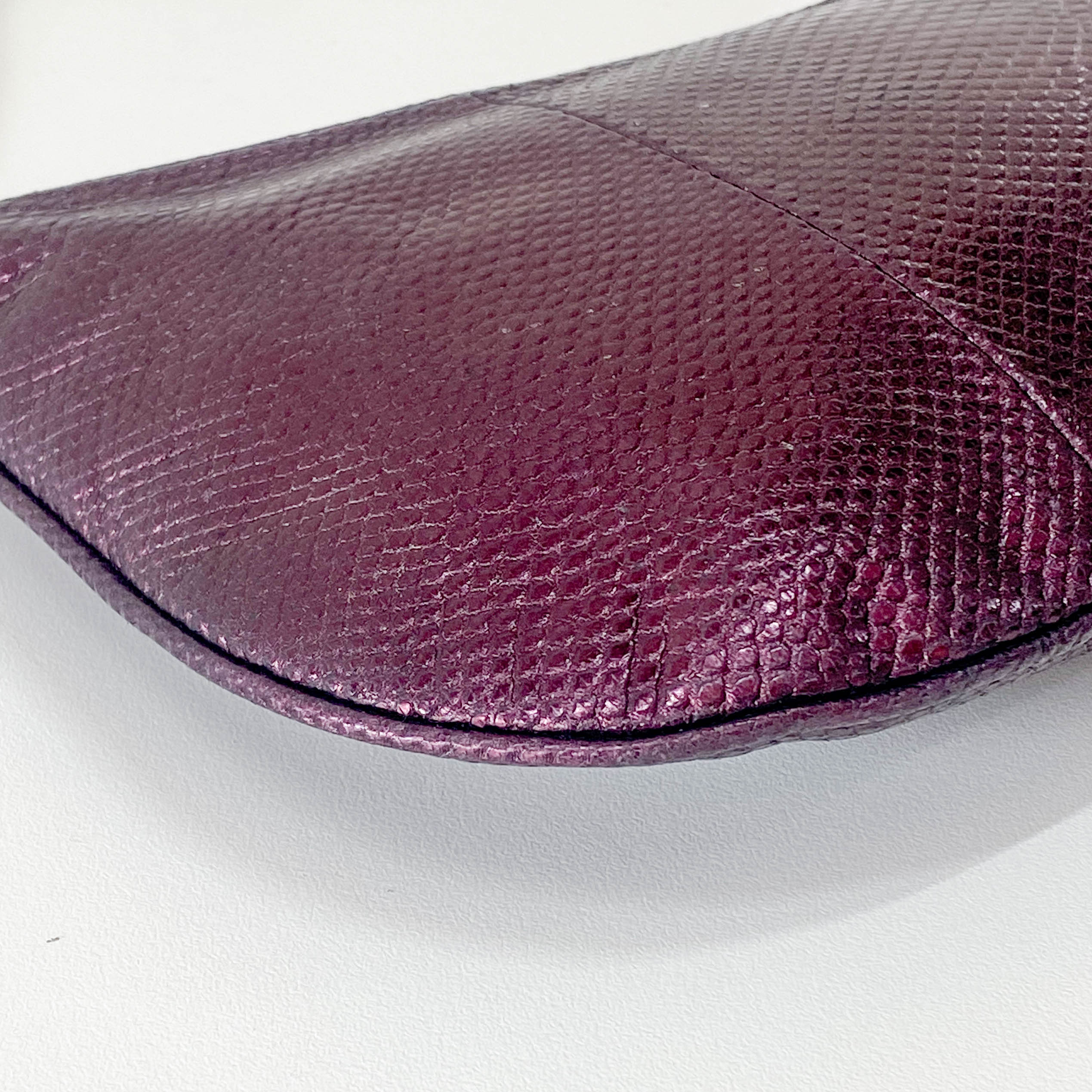 Metallic Purple Leather Shoulder Bag