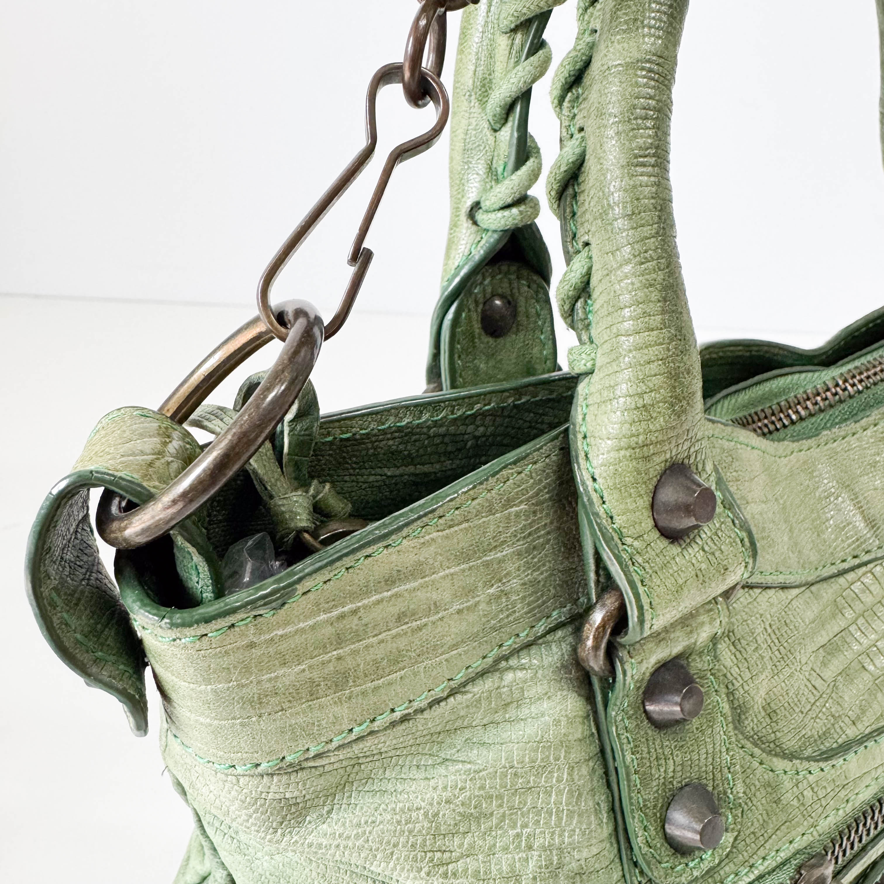 The First Green Leather Bag