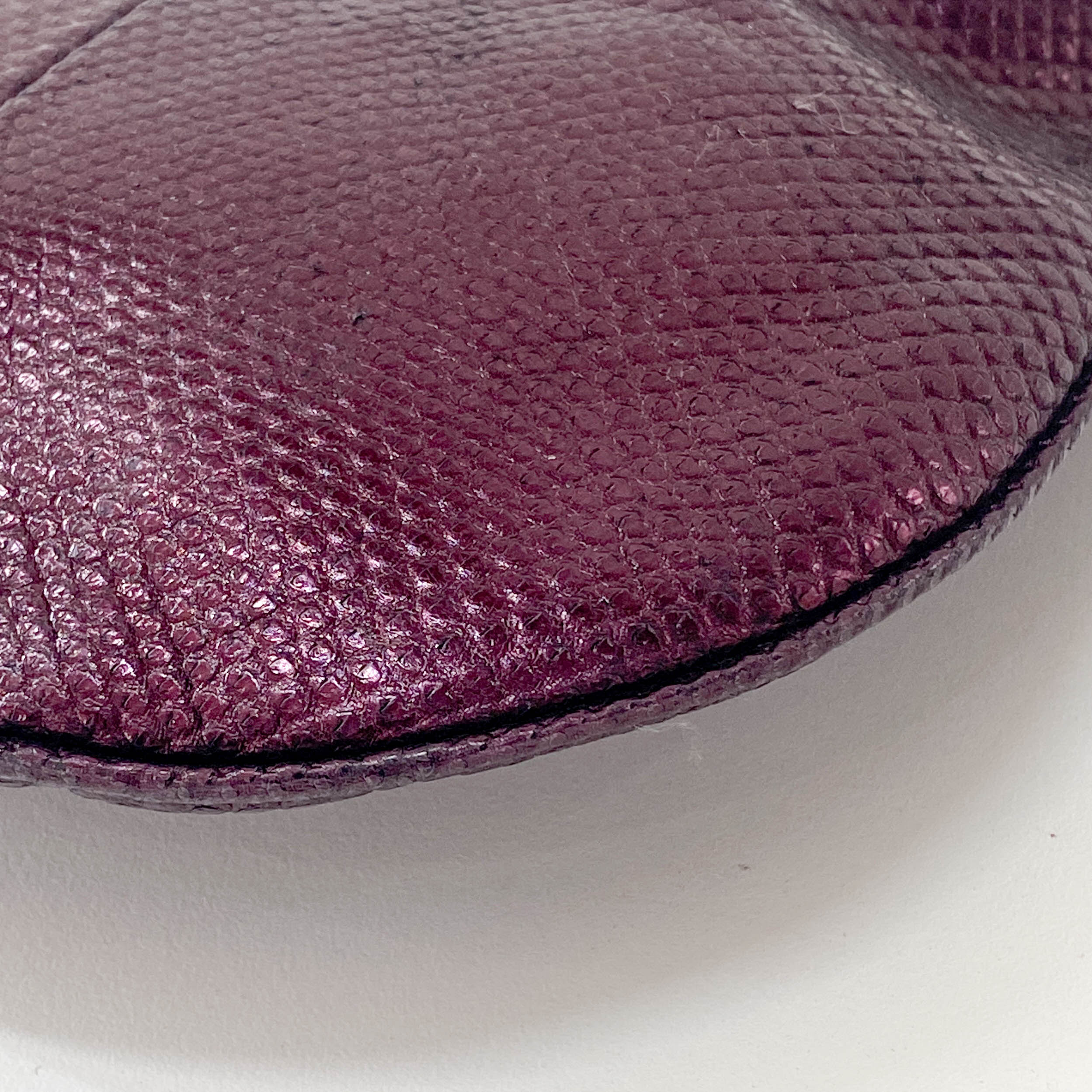 Metallic Purple Leather Shoulder Bag