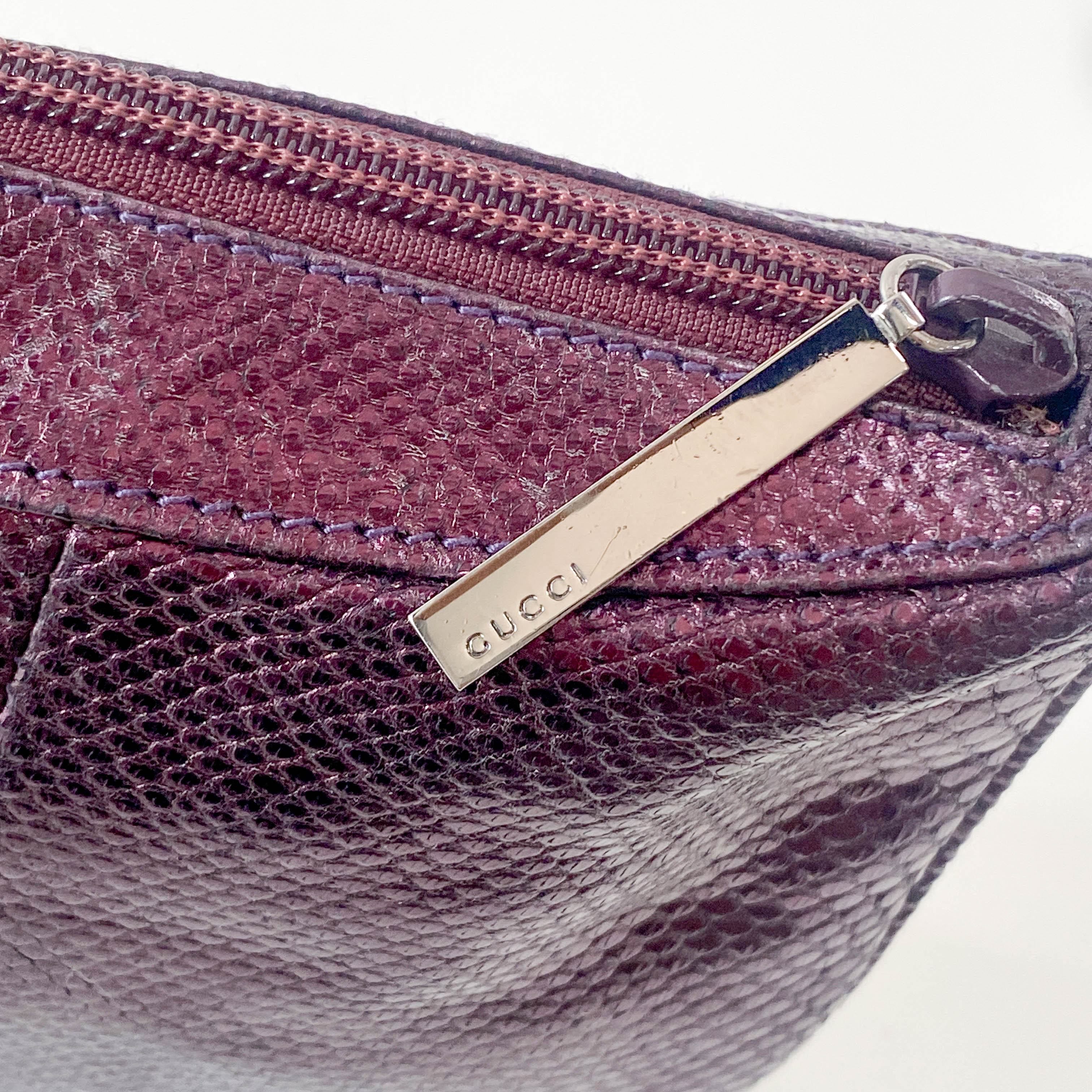 Metallic Purple Leather Shoulder Bag