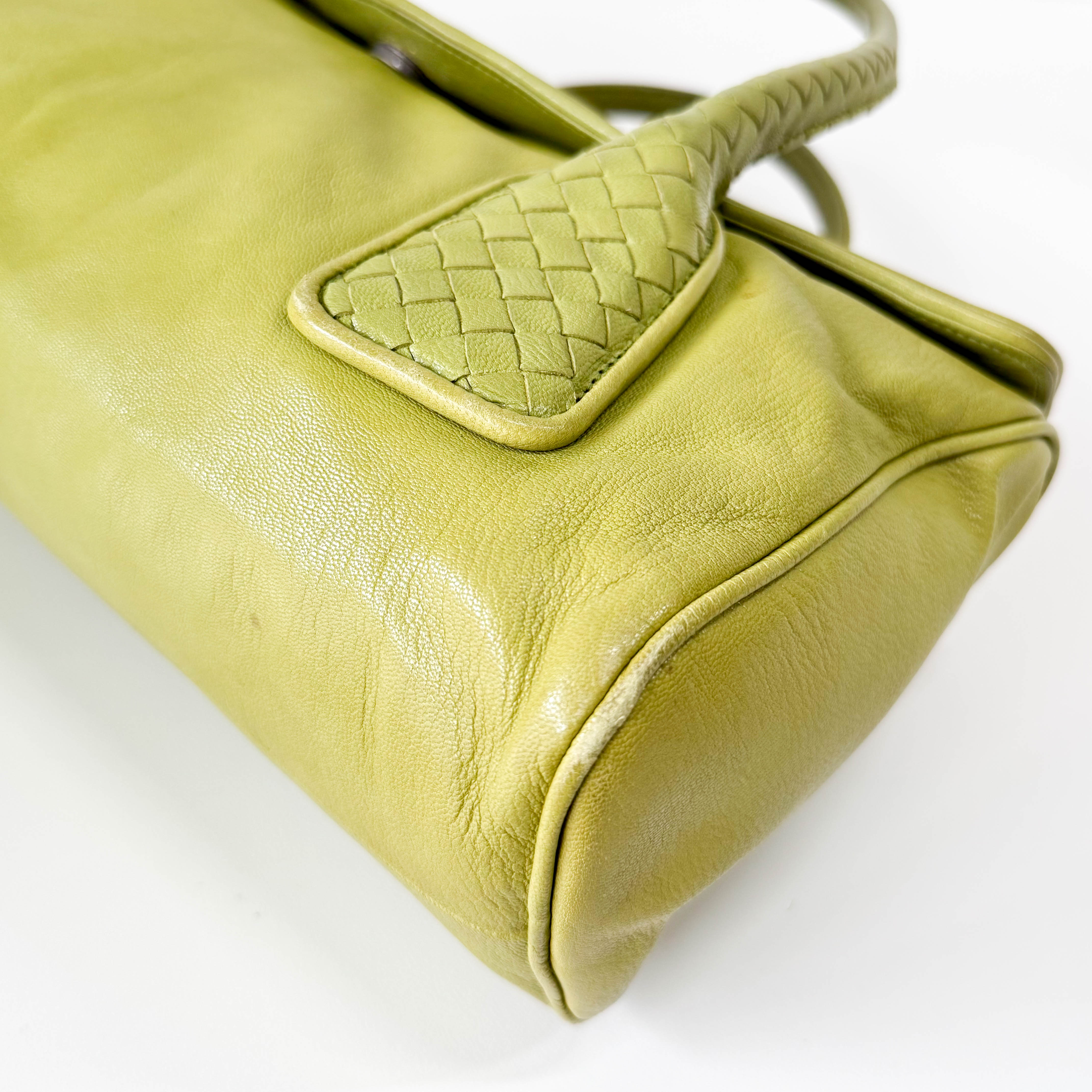 Intrecciato Calf Leather Handle Bag