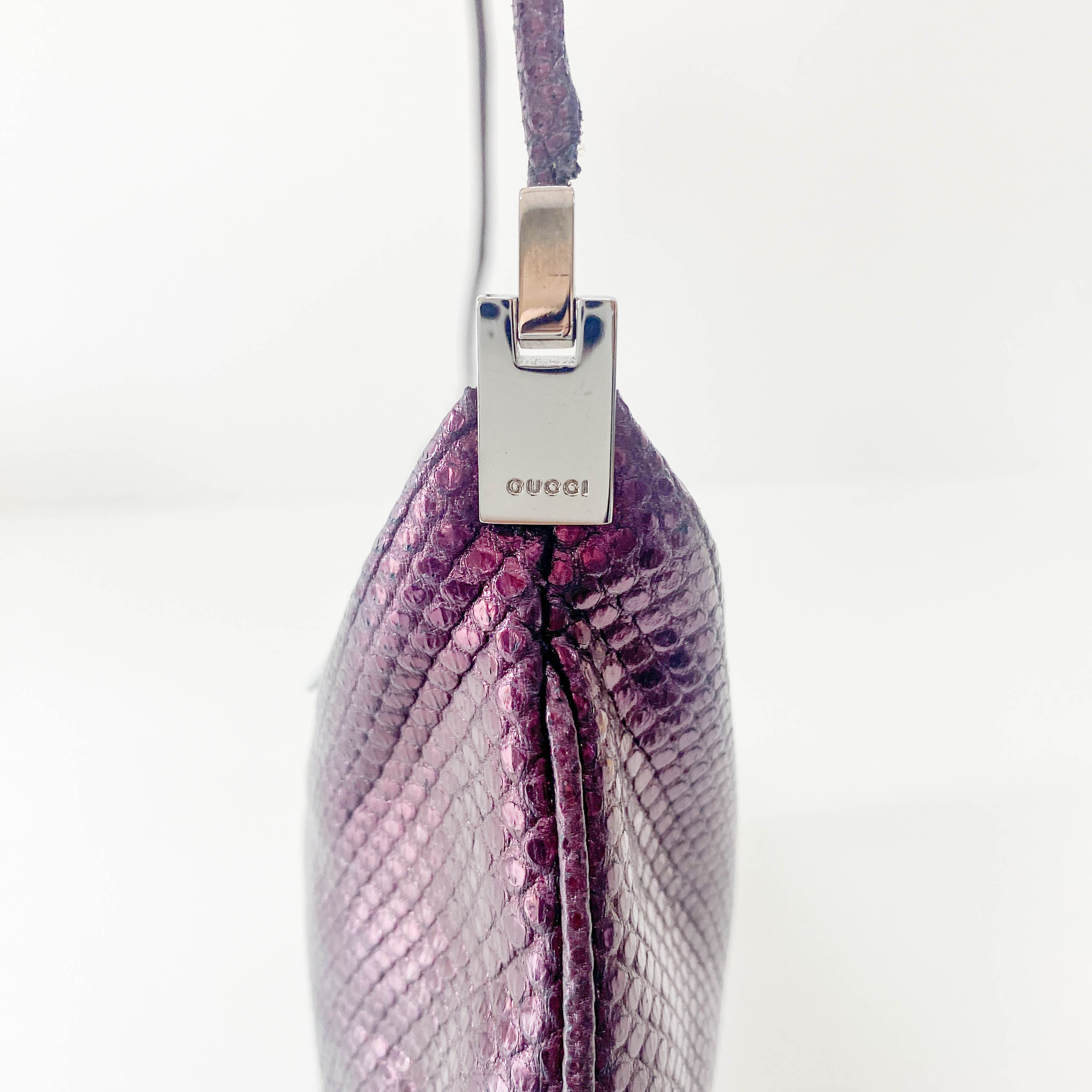 Metallic Purple Leather Shoulder Bag