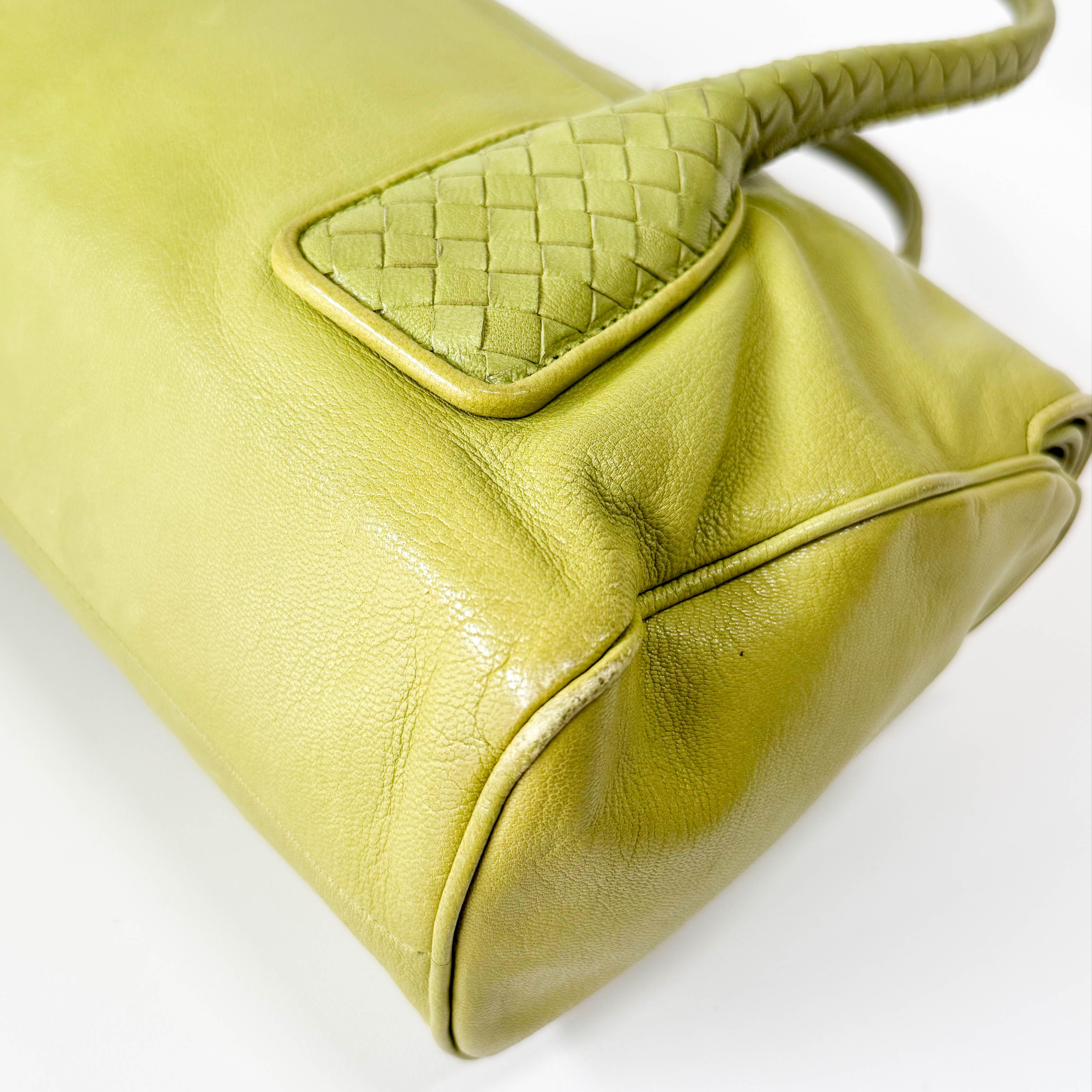 Intrecciato Calf Leather Handle Bag