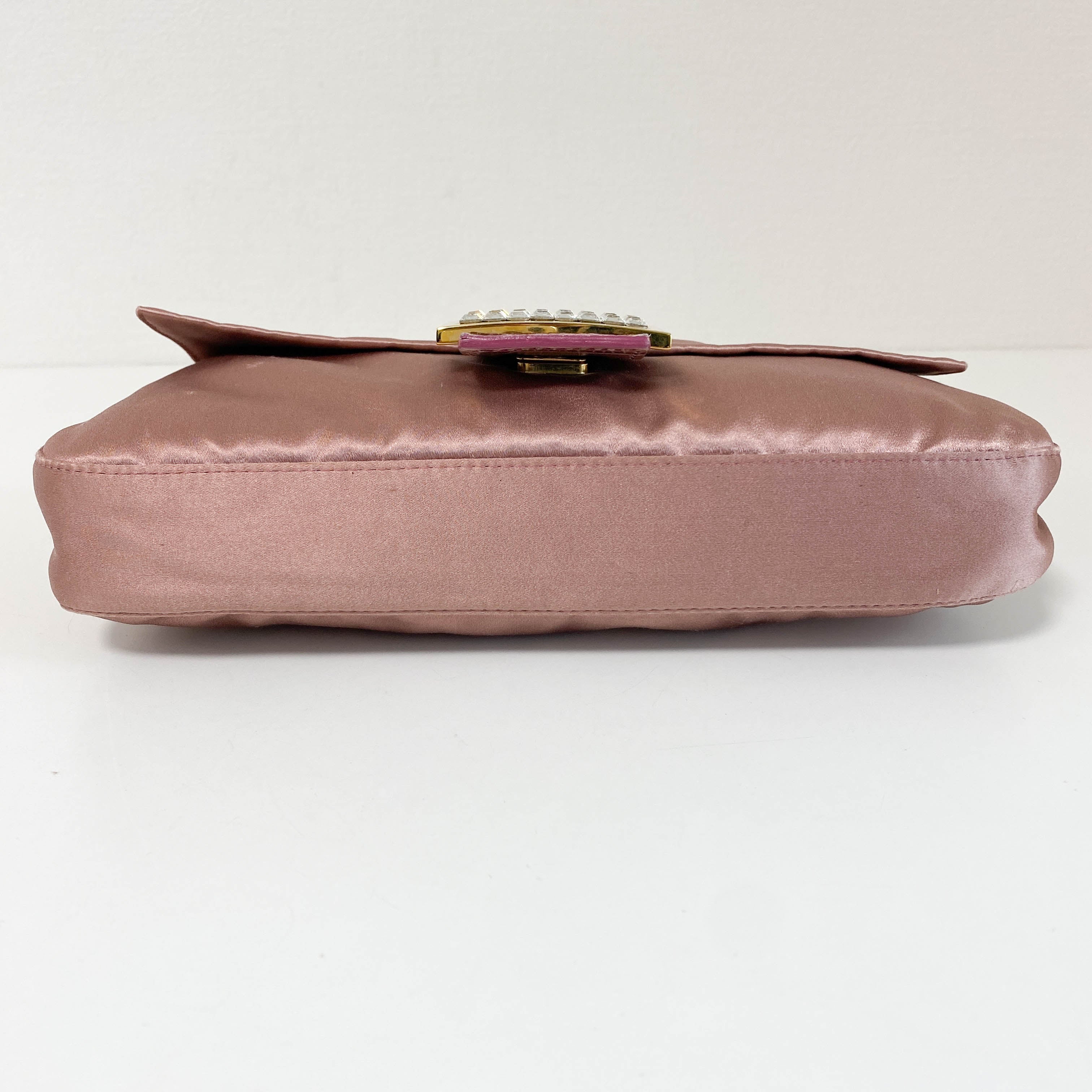 Baguette Pink Satin Shoulder Bag