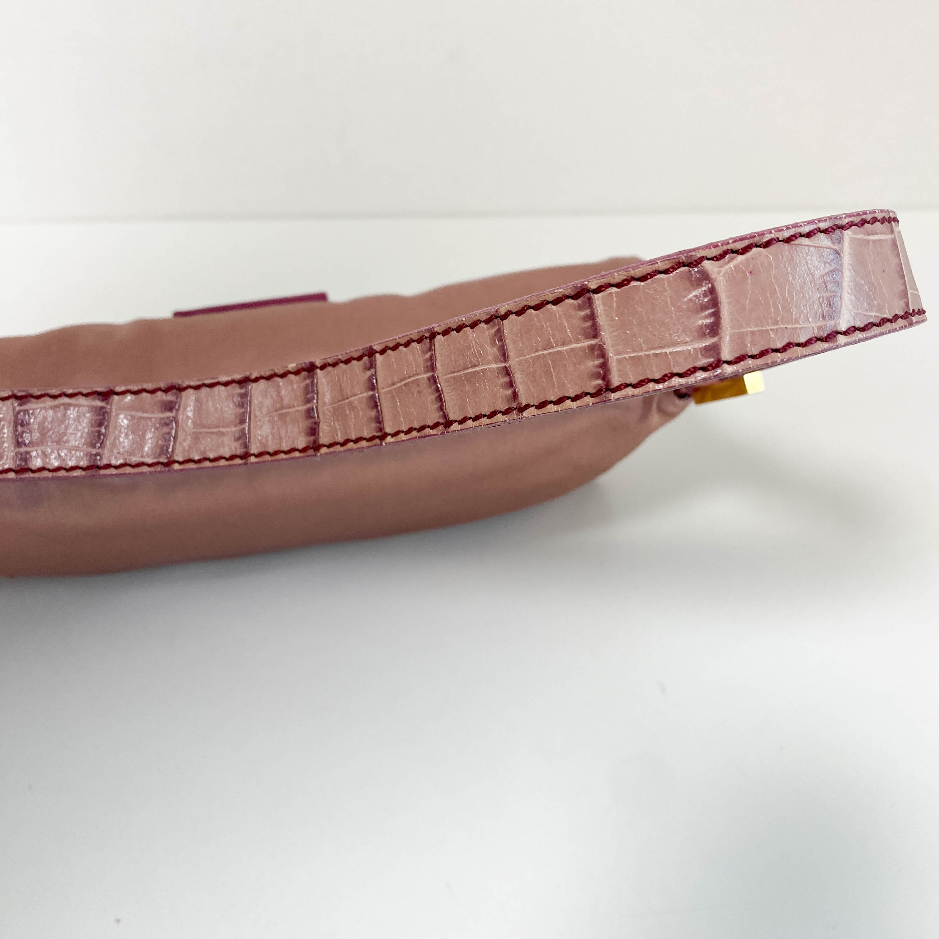 Baguette Pink Satin Shoulder Bag