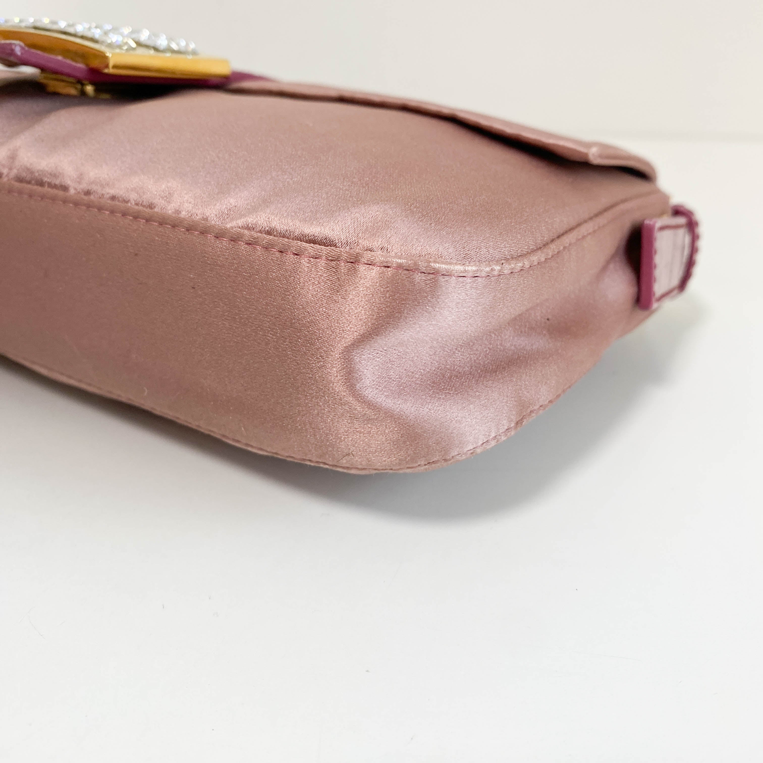 Baguette Pink Satin Shoulder Bag