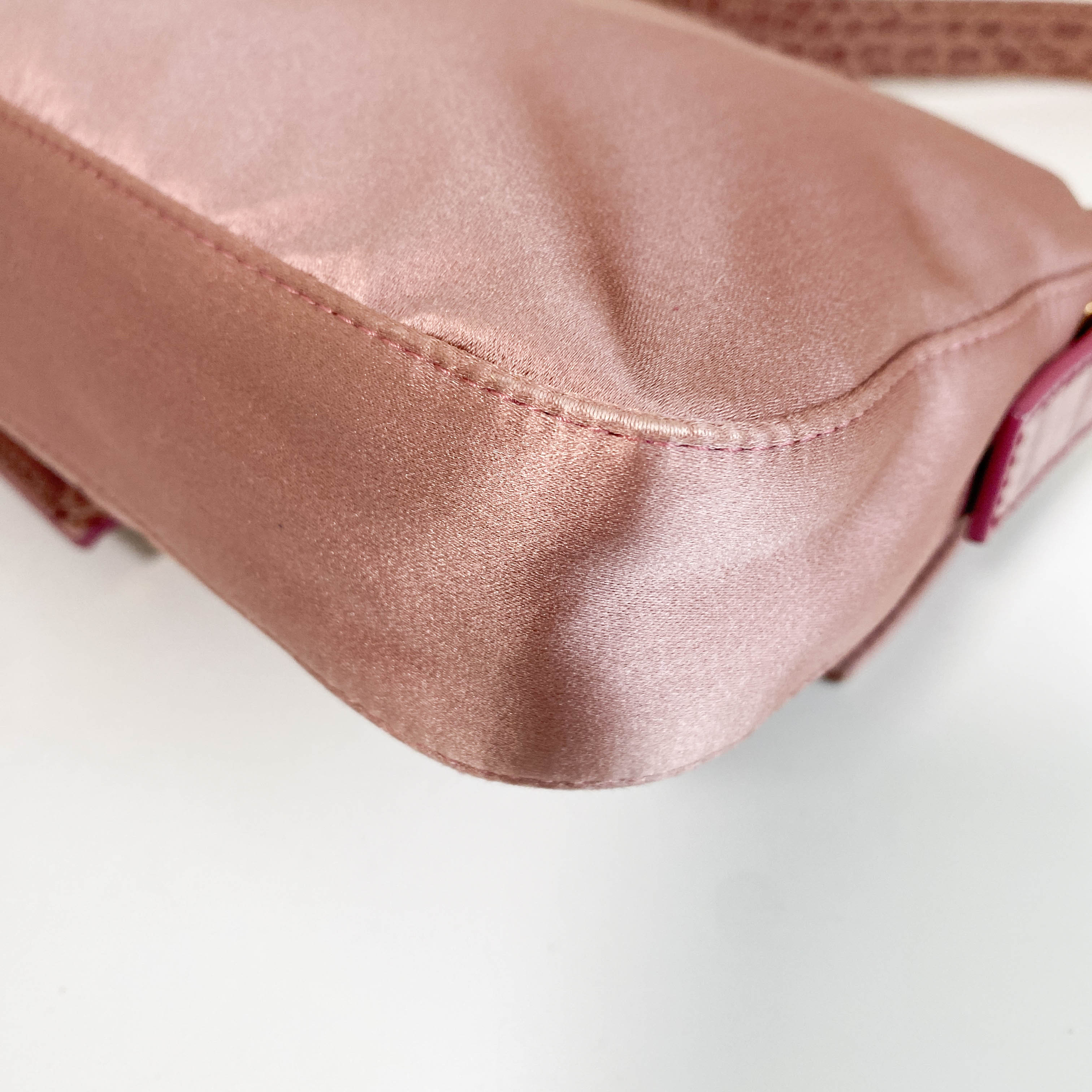 Baguette Pink Satin Shoulder Bag