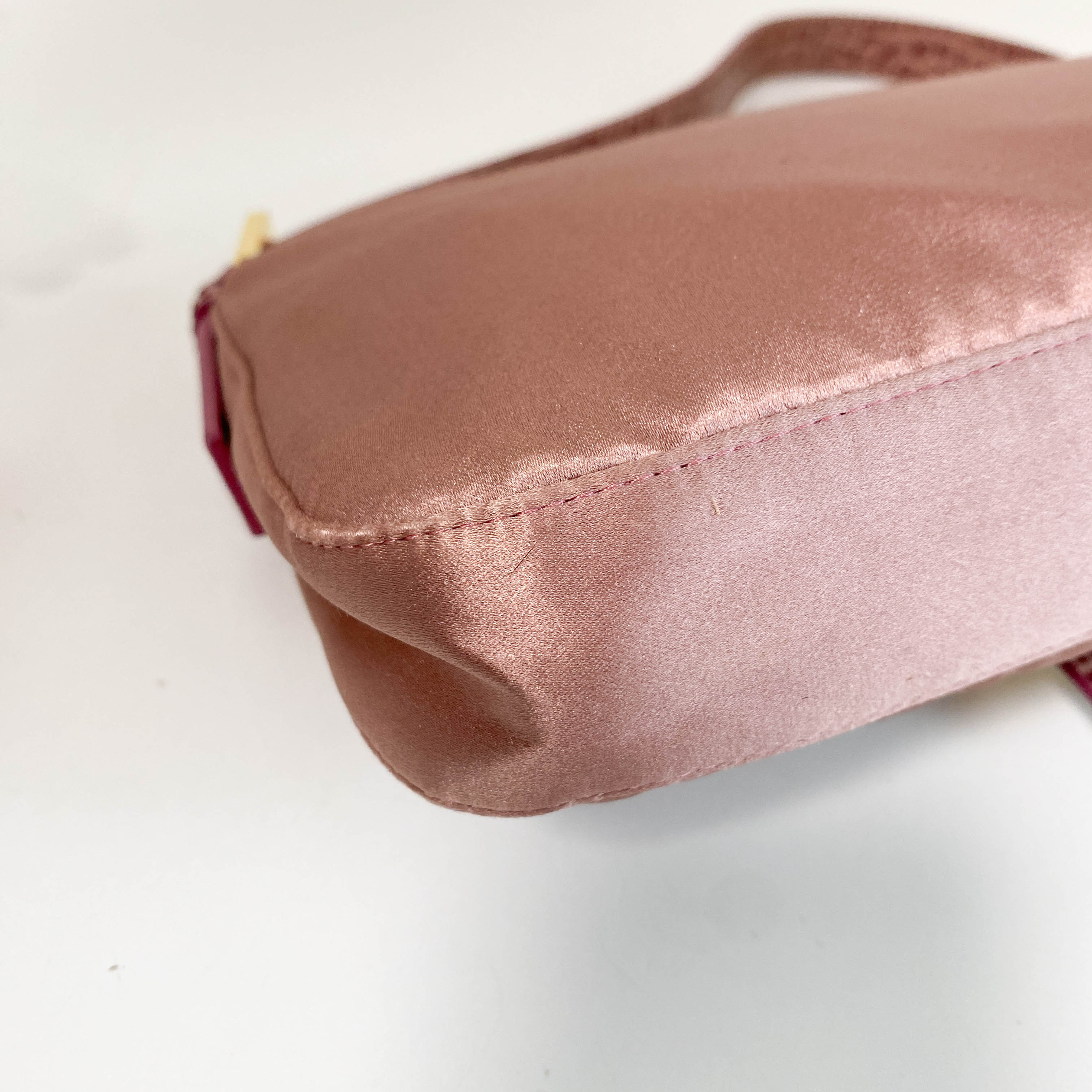 Baguette Pink Satin Shoulder Bag