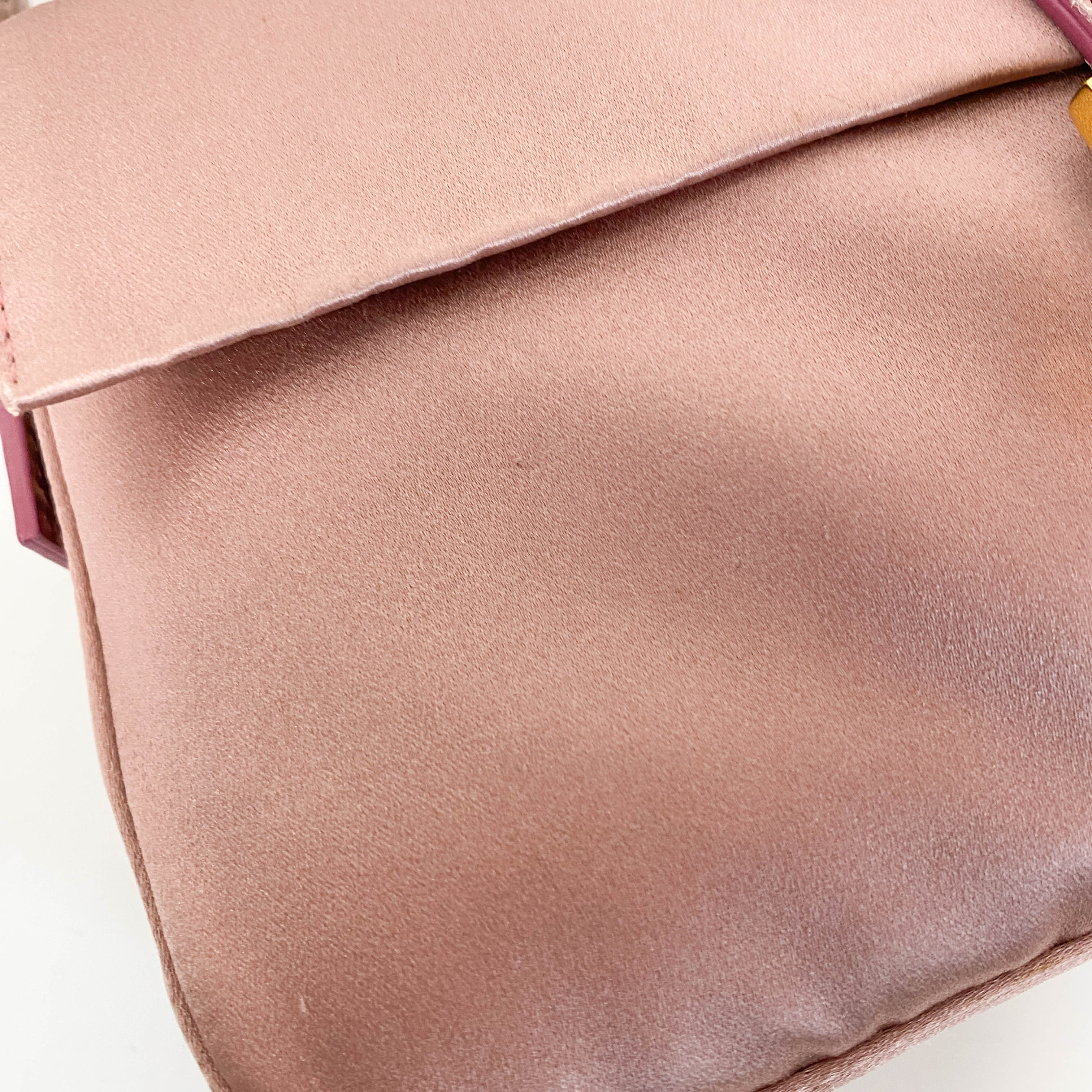 Baguette Pink Satin Shoulder Bag