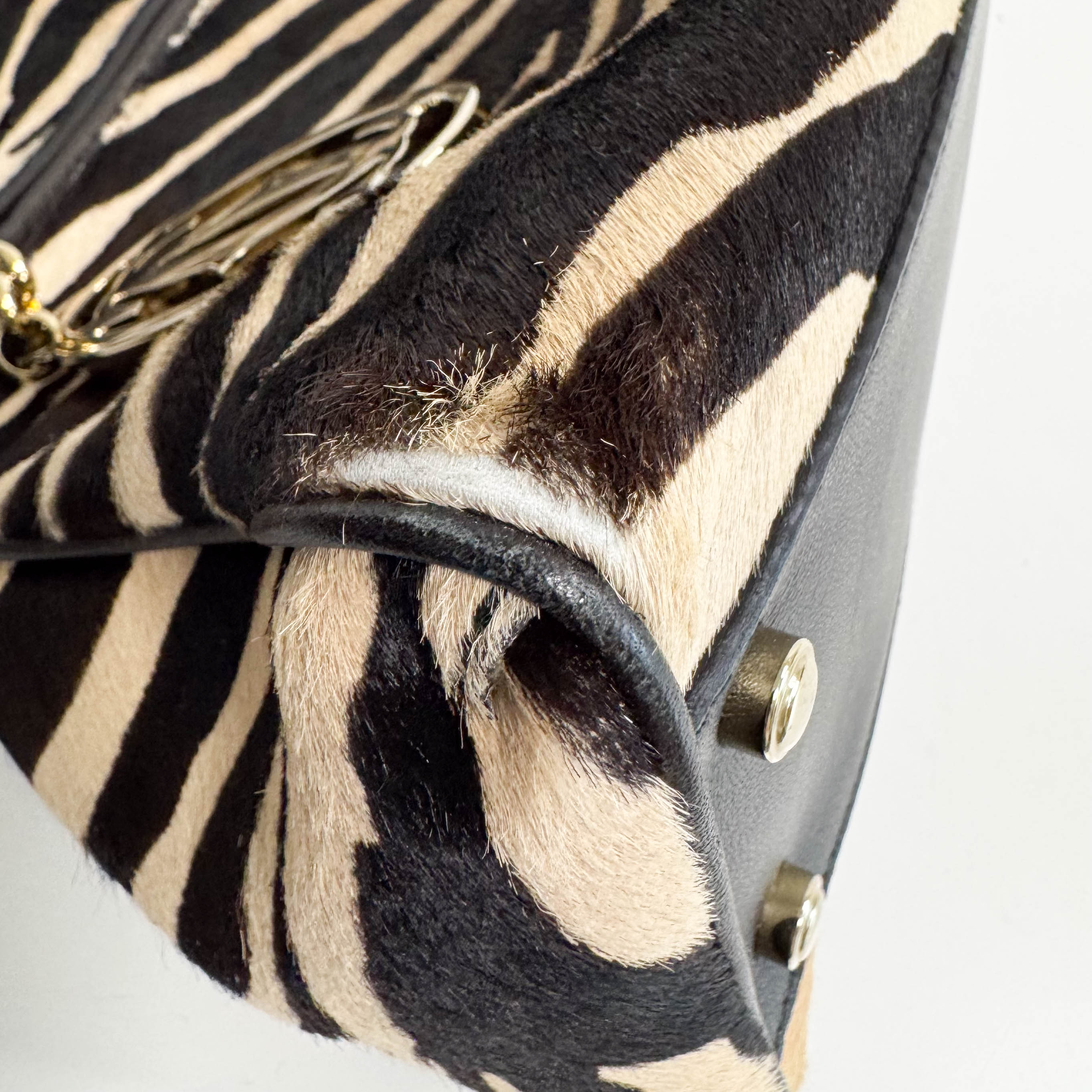 Marcello de Cartier Beige/Black Zebra Print Pony Hair