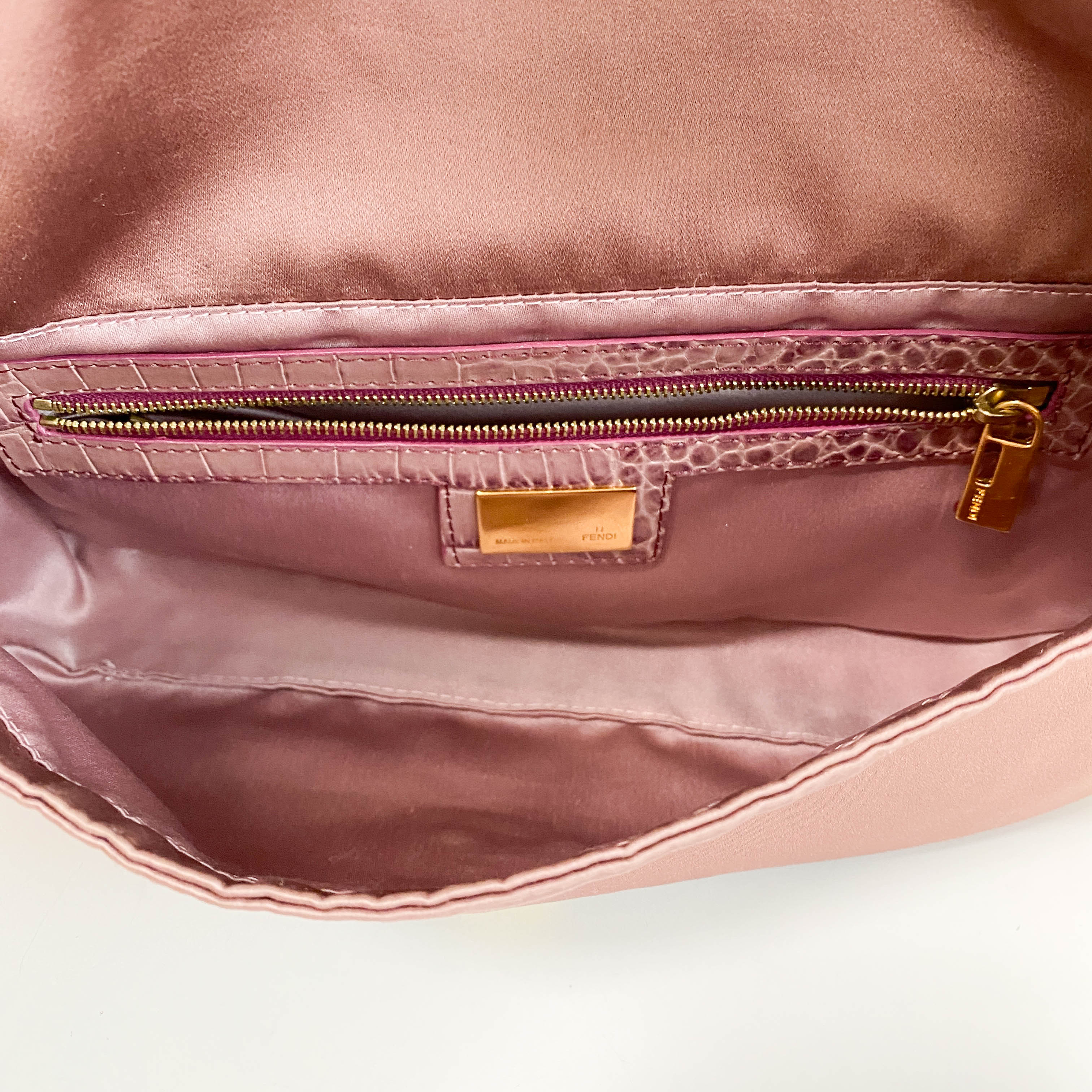 Baguette Pink Satin Shoulder Bag