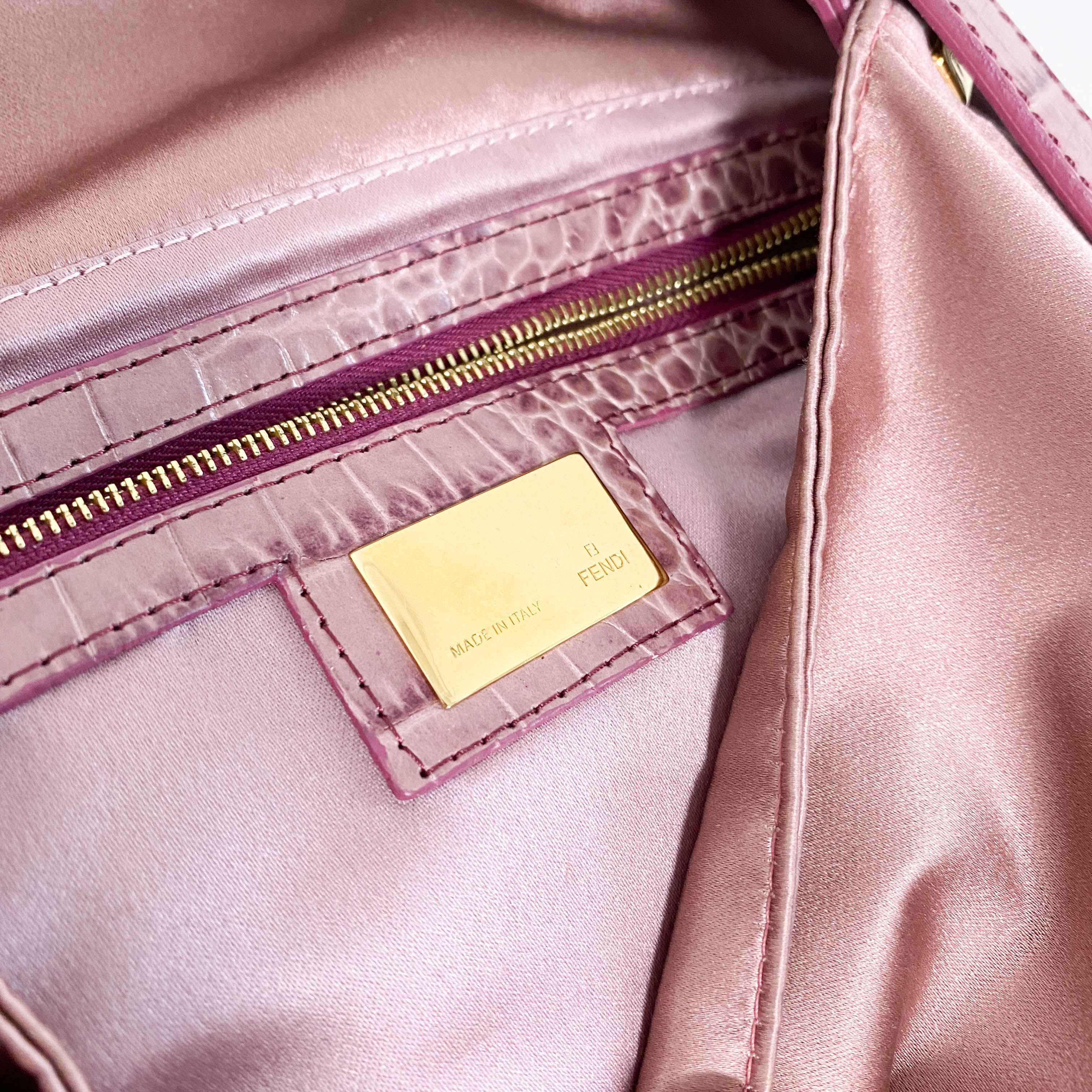 Baguette Pink Satin Shoulder Bag