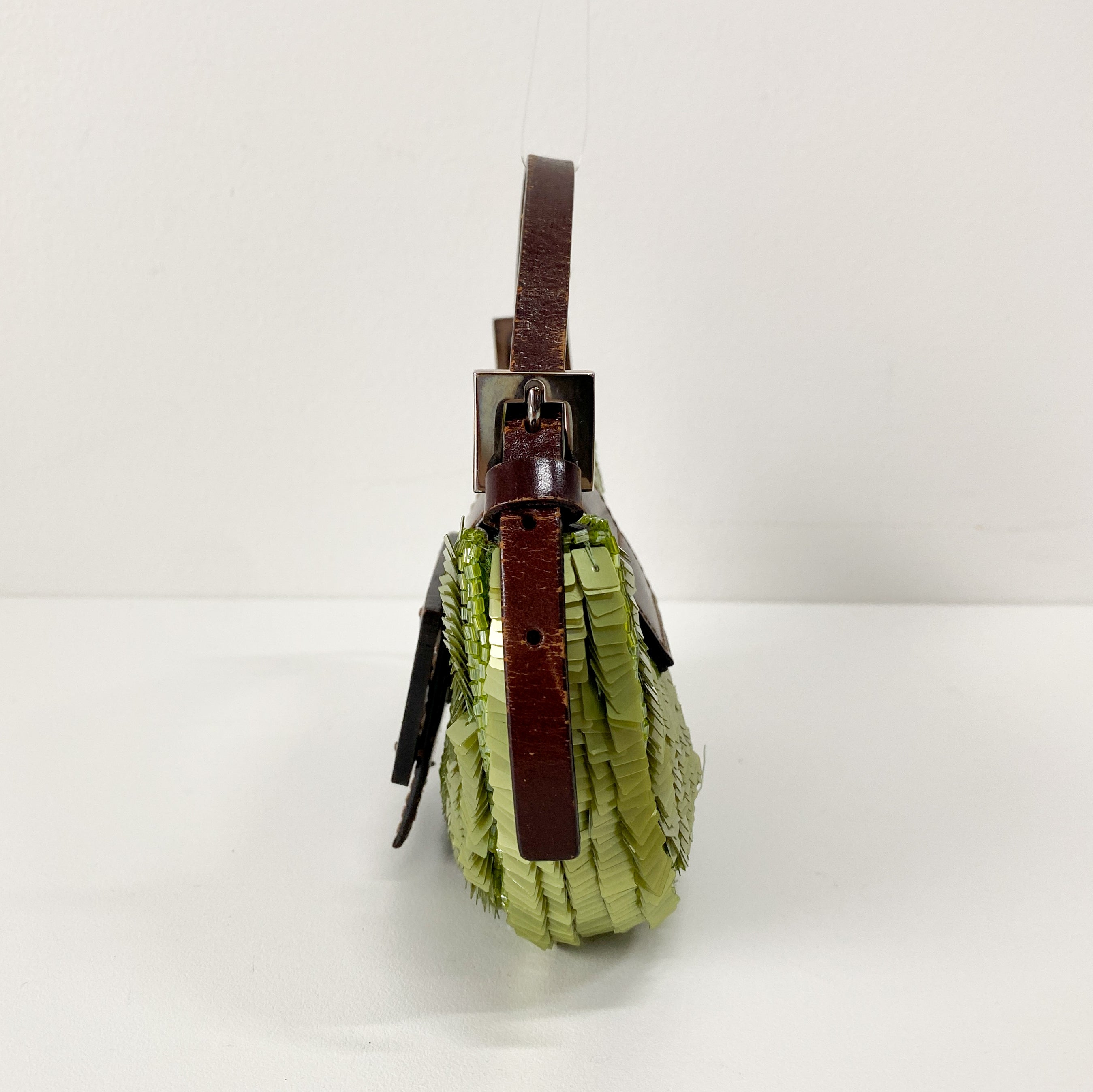 Croissant Mini Green Sequin Handbag